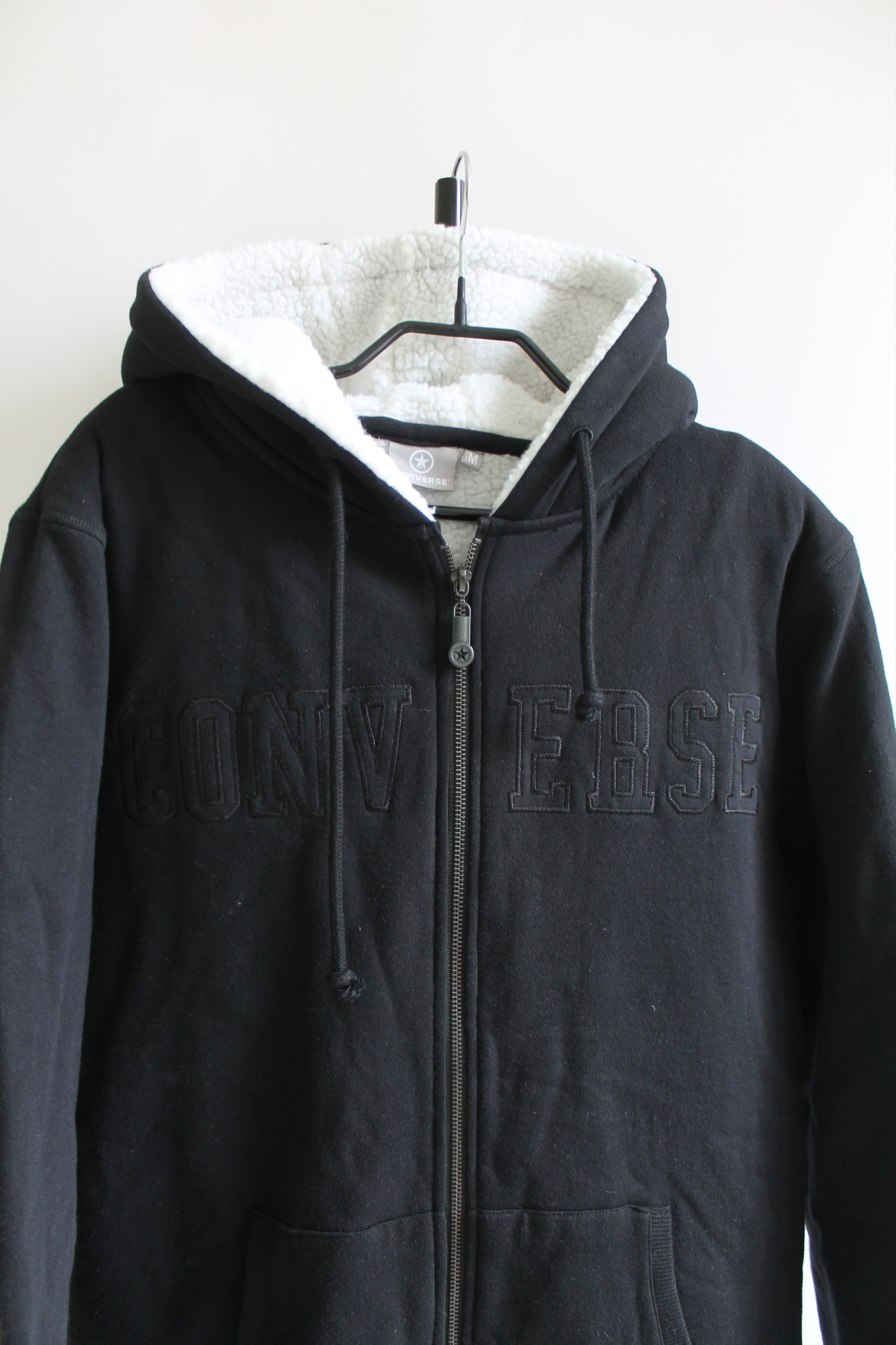 Converse Converse Hoodie Zipper sherpa lining black sweatshirt jacket Size US M / EU 48-50 / 2 - 3 Thumbnail