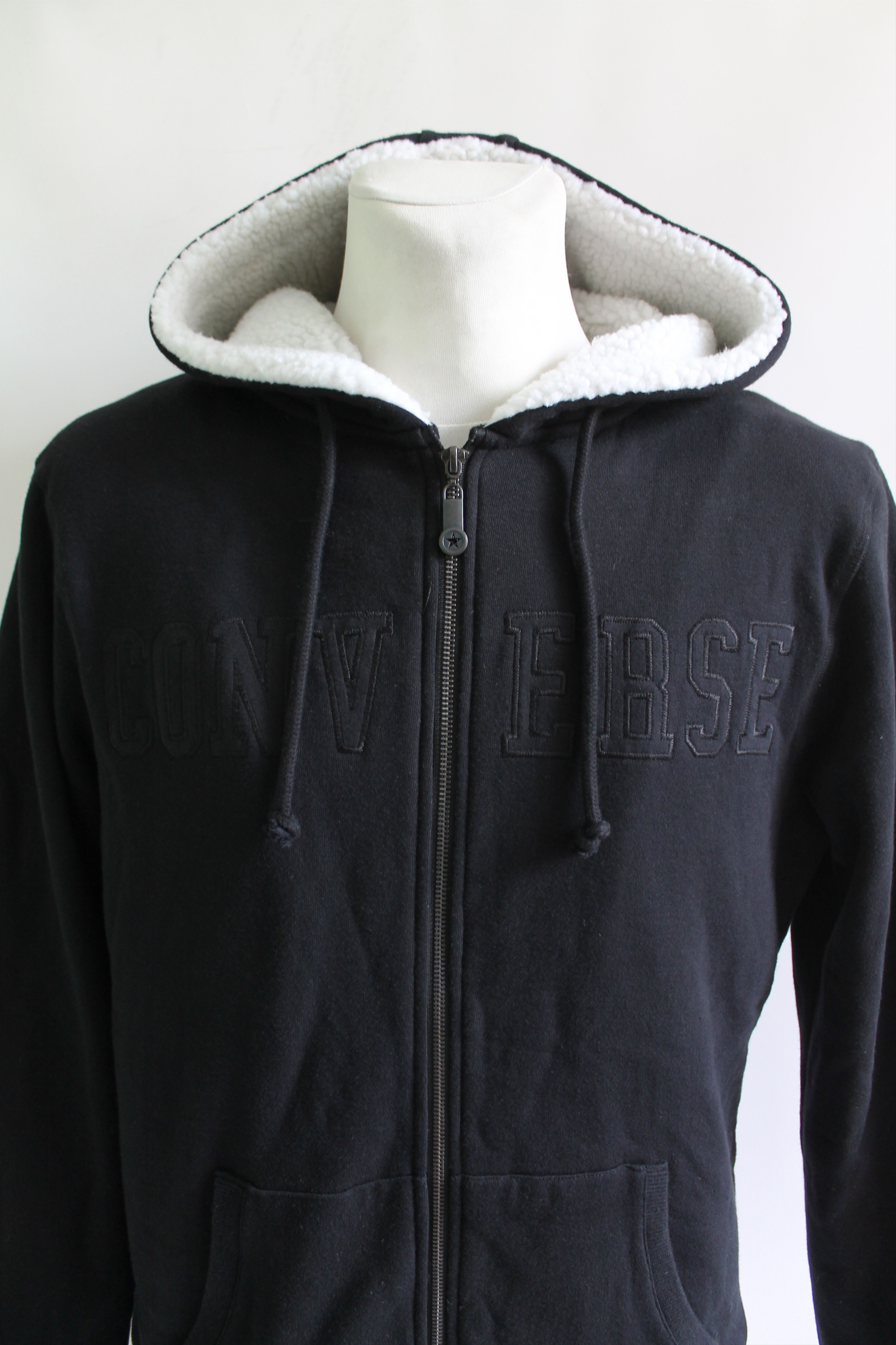 Converse Converse Hoodie Zipper sherpa lining black sweatshirt jacket Size US M / EU 48-50 / 2 - 6 Thumbnail