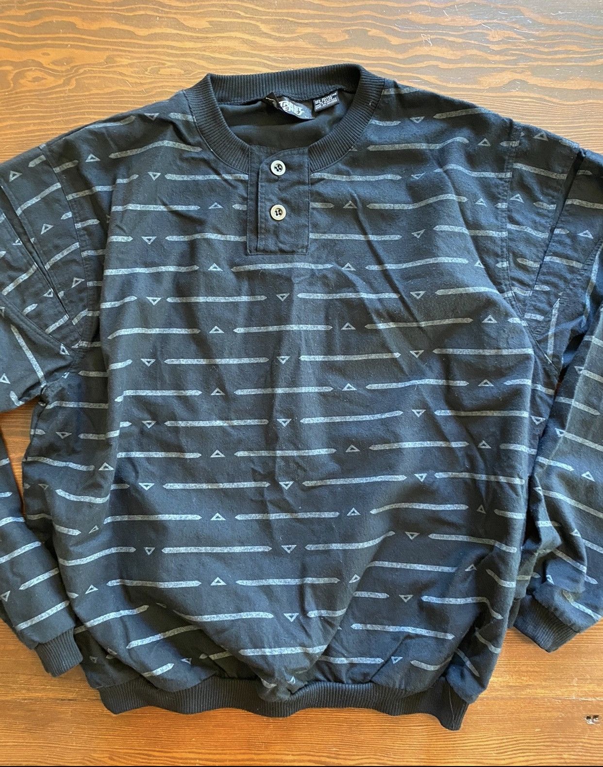 Vintage Vintage 90’s Striped Henley Style Long Sleeve Tee Size US L / EU 52-54 / 3 - 1 Thumbnail