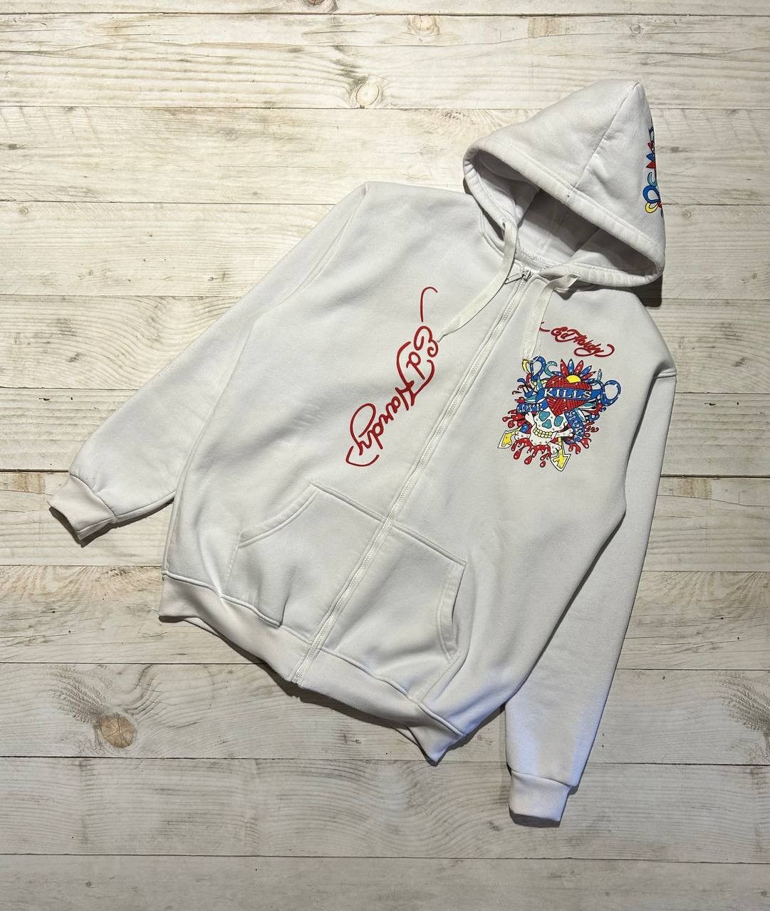 Ed Hardy Vintage Ed Hardy Hoodie Full Zip Y2K 90s Skull Kills Love Size US XXL / EU 58 / 5 - 2 Thumbnail
