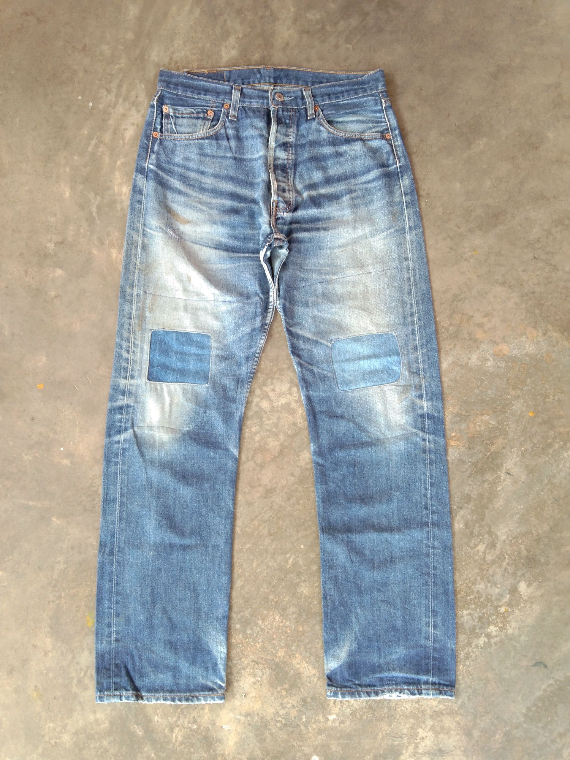 Image of Levis x Vintage Levi's 501 Repaired Distressed Jeans 31X30.5 in Blue, Men's