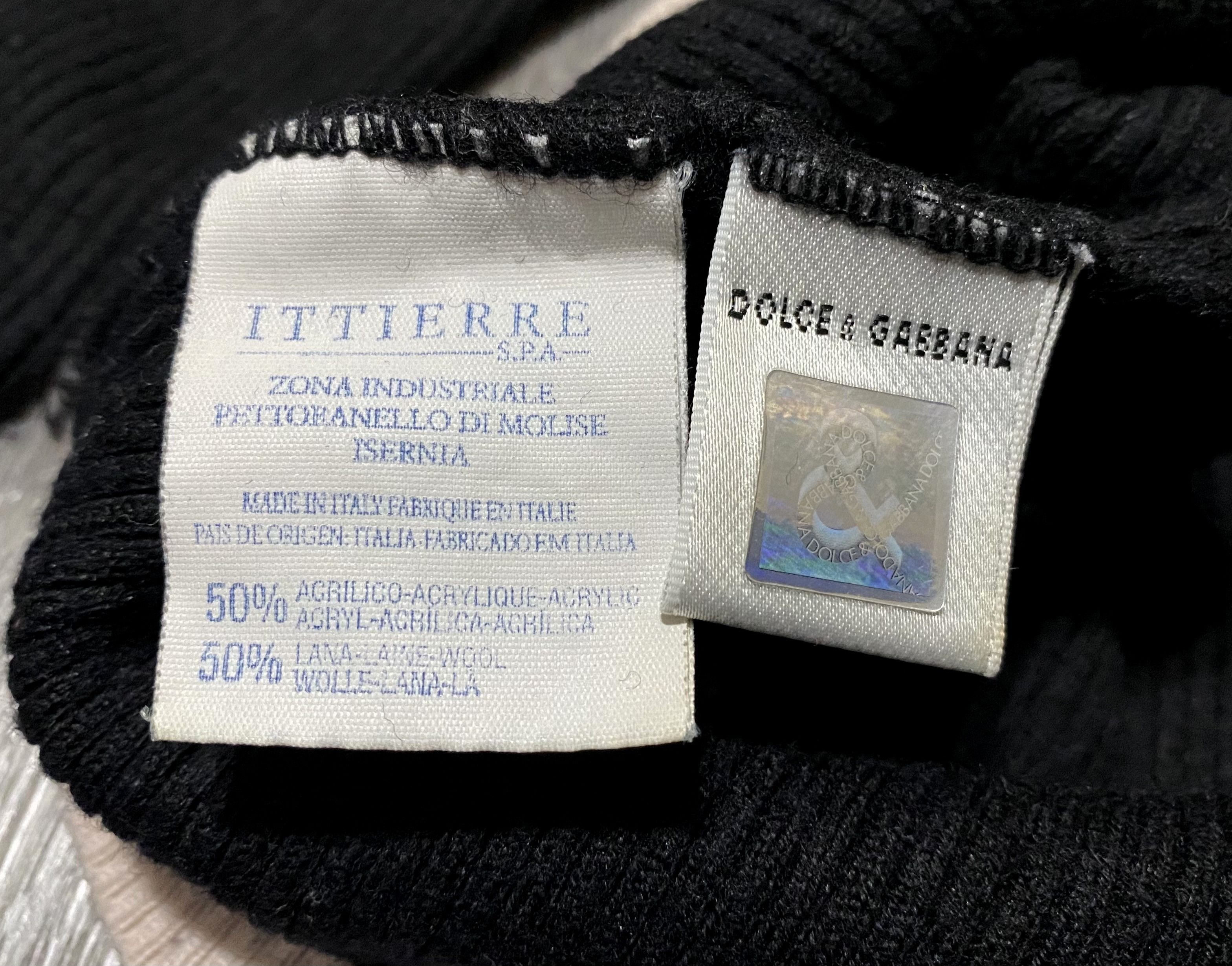 Dolce & Gabbana Women's D&G Black Turtleneck Ribbed Wool Sweater Size ONE SIZE - 4 Thumbnail