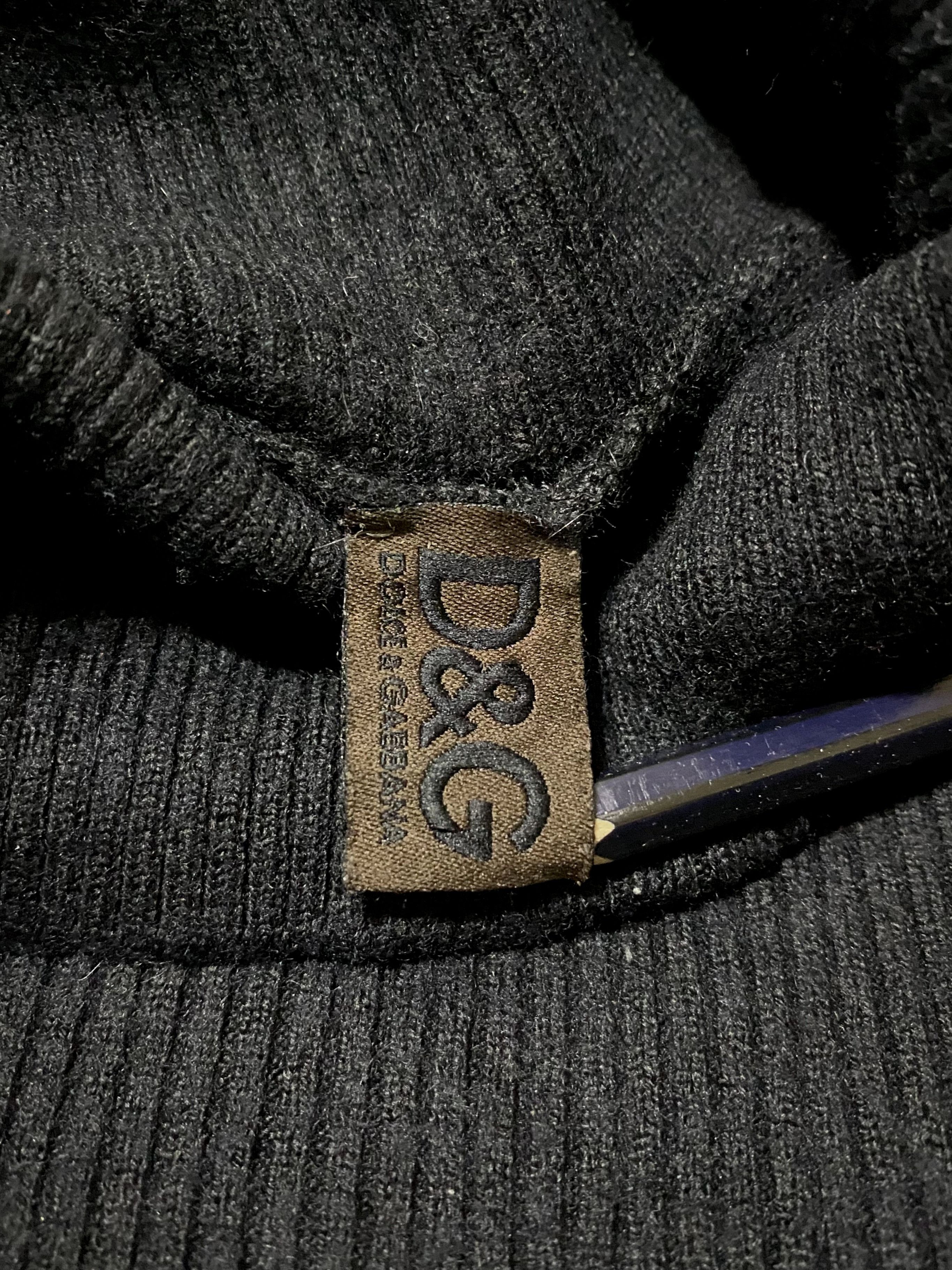 Dolce & Gabbana Women's D&G Black Turtleneck Ribbed Wool Sweater Size ONE SIZE - 3 Thumbnail