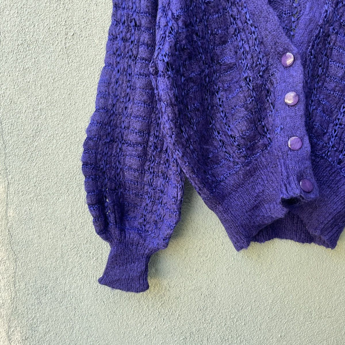 Aran Isles Knitwear Vintage SECTION 36 Mohair Shag Shaggy Cardigan Knitwear Size US M / EU 48-50 / 2 - 4 Thumbnail