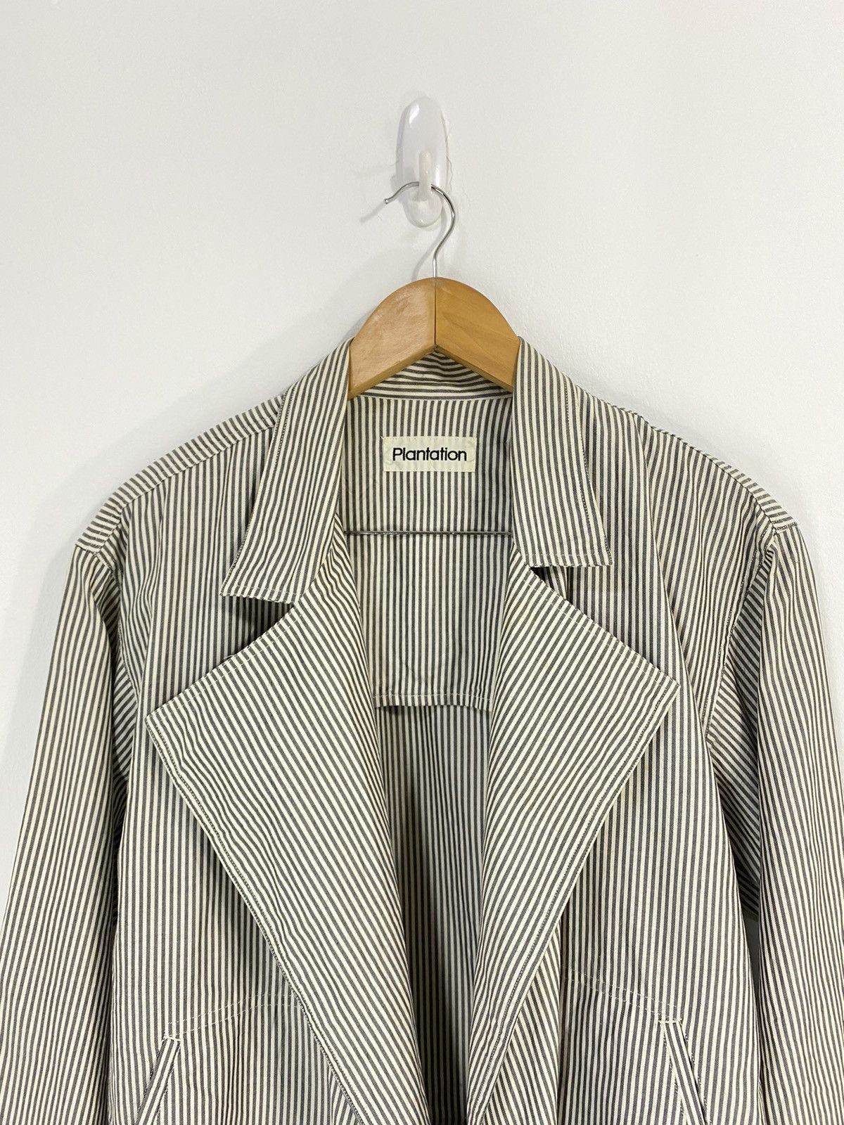 Issey Miyake Plantation Stripe Jacket Double Collar Design