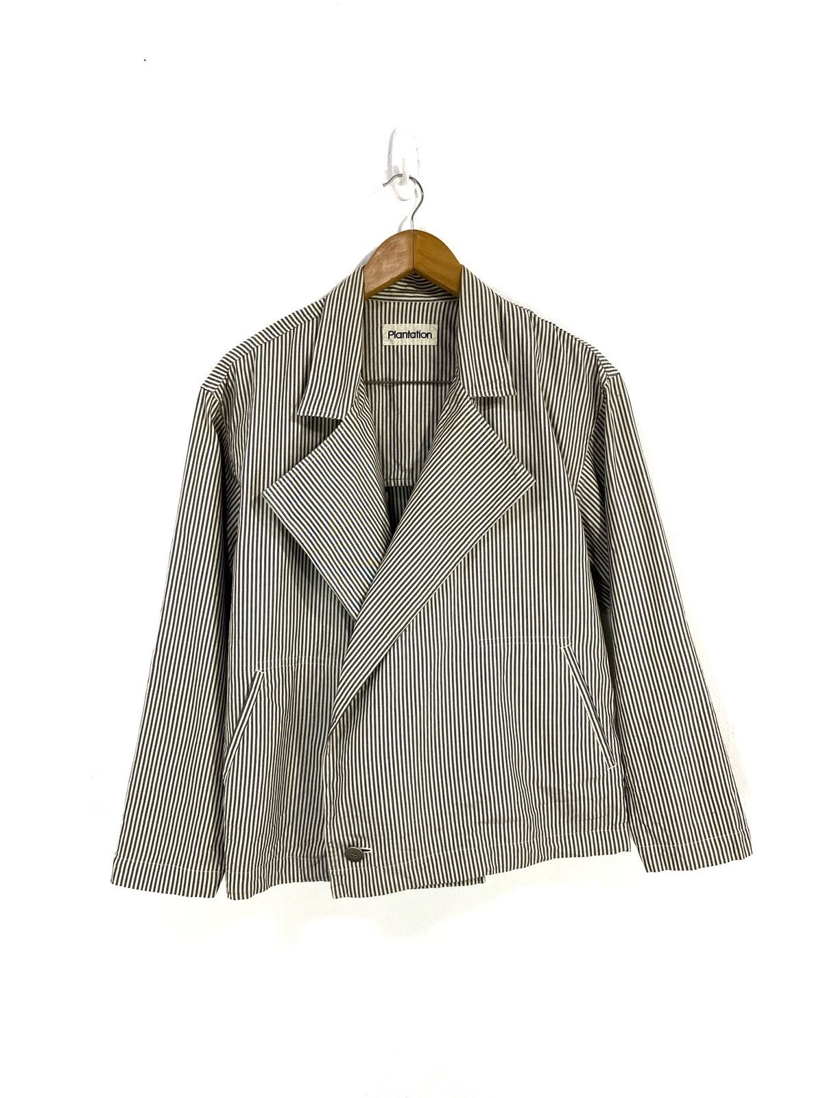 Issey Miyake Plantation Stripe Jacket Double Collar Design