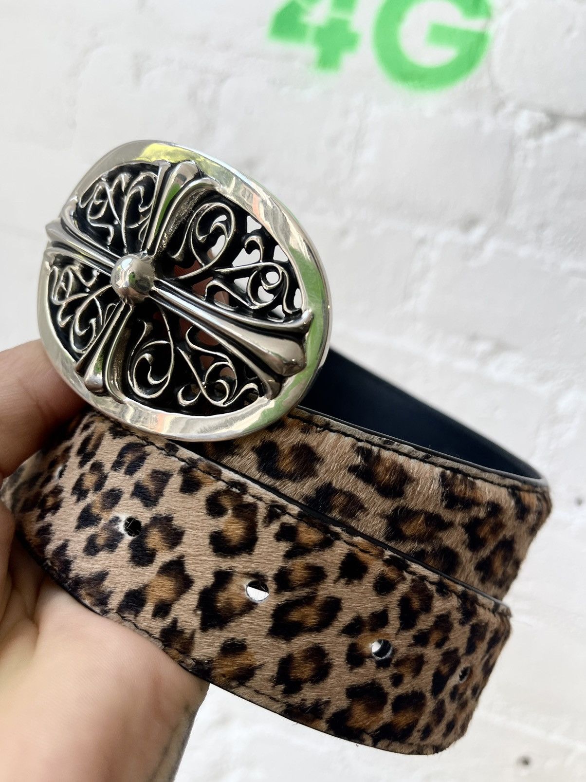 Chrome Hearts Chrome Hearts NEW Leopard Fur & Oval OG Belt SZ 30 - 33 ...