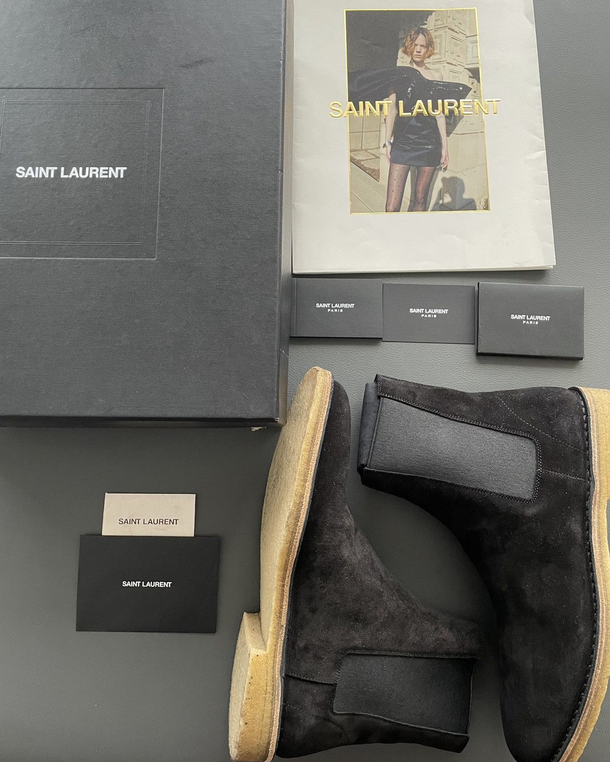 Saint Laurent Paris Super Rare Brand New Hedi Runway Chelsea Suede Leather Boots Size US 10.5 / EU 43-44 - 4 Thumbnail