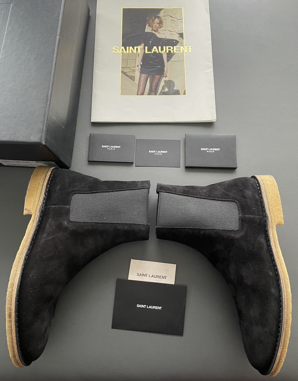 Saint Laurent Paris Super Rare Brand New Hedi Runway Chelsea Suede Leather Boots Size US 10.5 / EU 43-44 - 1 Thumbnail