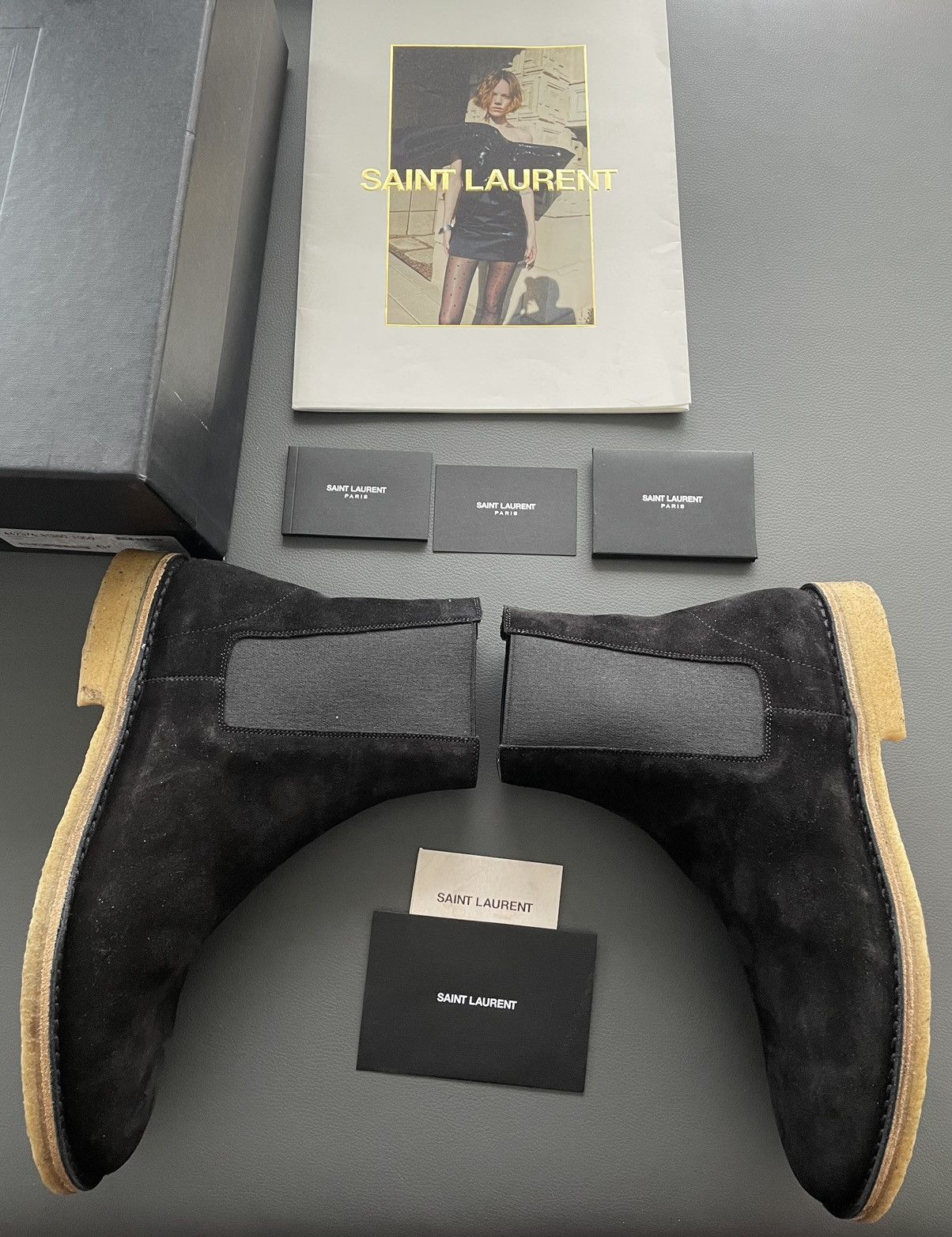Saint Laurent Paris Super Rare Brand New Hedi Runway Chelsea Suede Leather Boots Size US 10.5 / EU 43-44 - 16 Thumbnail