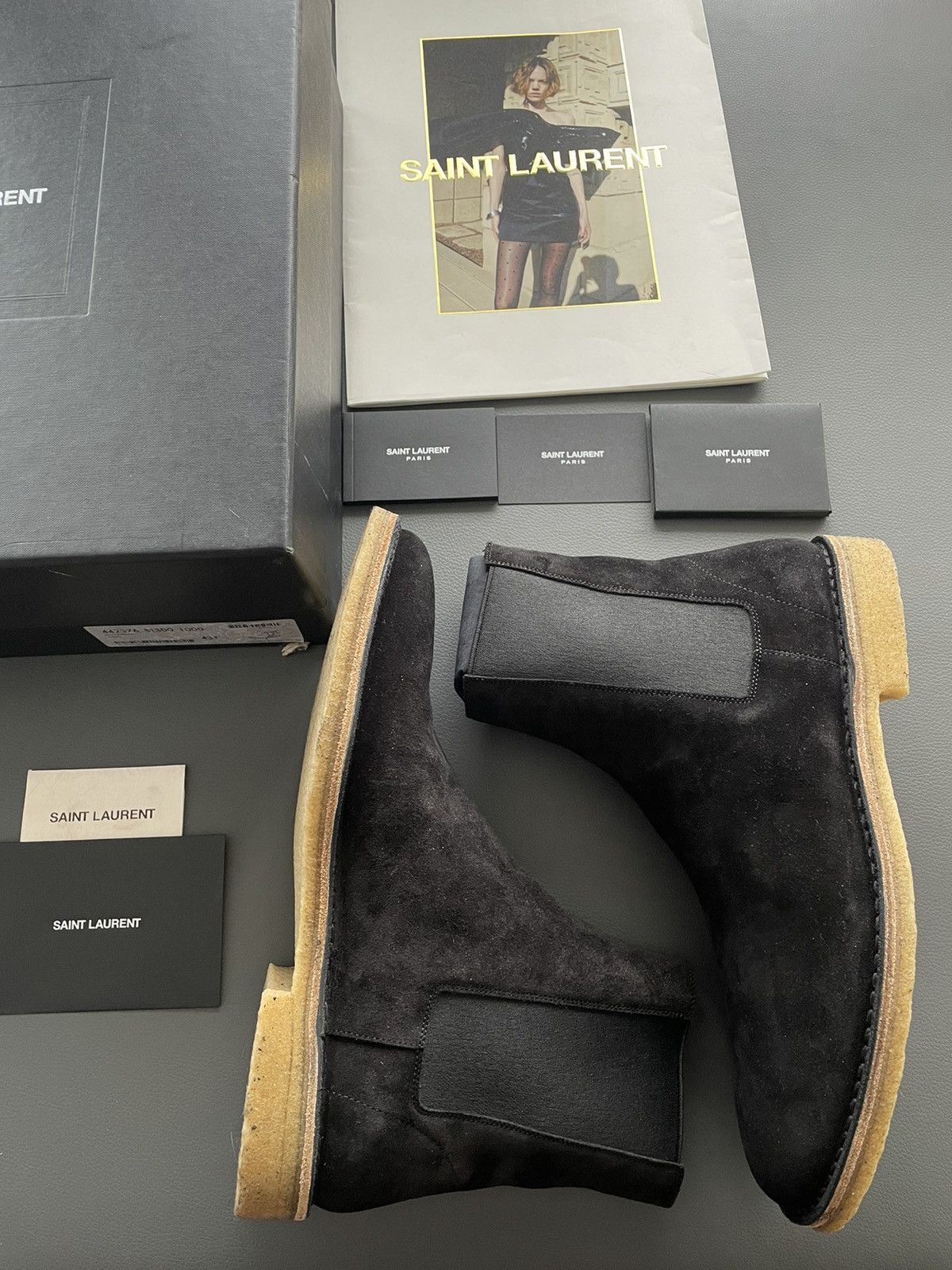 Saint Laurent Paris Super Rare Brand New Hedi Runway Chelsea Suede Leather Boots Size US 10.5 / EU 43-44 - 8 Thumbnail