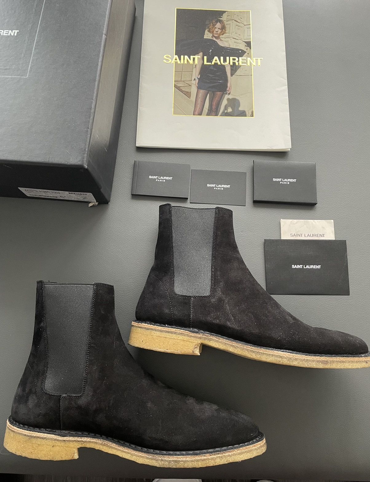 Saint Laurent Paris Super Rare Brand New Hedi Runway Chelsea Suede Leather Boots Size US 10.5 / EU 43-44 - 2 Thumbnail