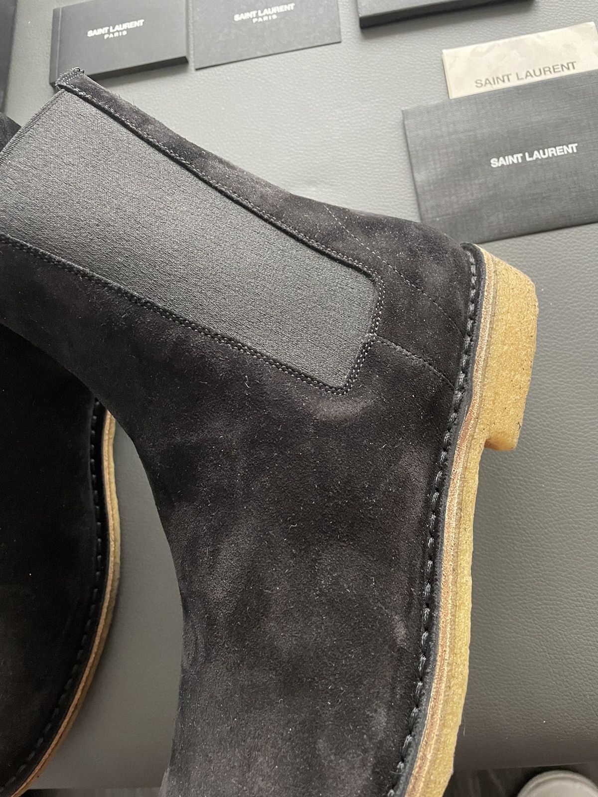 Saint Laurent Paris Super Rare Brand New Hedi Runway Chelsea Suede Leather Boots Size US 10.5 / EU 43-44 - 20 Thumbnail
