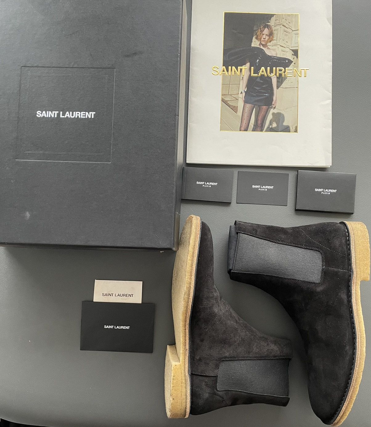 Saint Laurent Paris Super Rare Brand New Hedi Runway Chelsea Suede Leather Boots Size US 10.5 / EU 43-44 - 7 Thumbnail