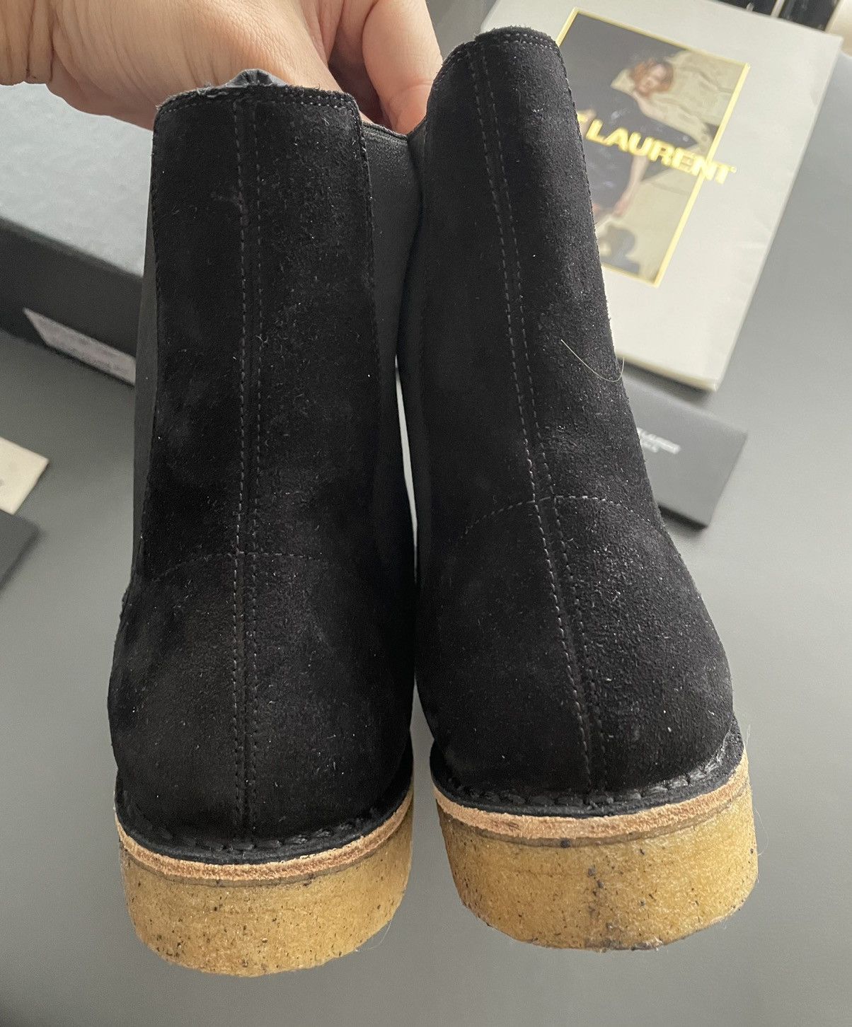 Saint Laurent Paris Super Rare Brand New Hedi Runway Chelsea Suede Leather Boots Size US 10.5 / EU 43-44 - 13 Thumbnail