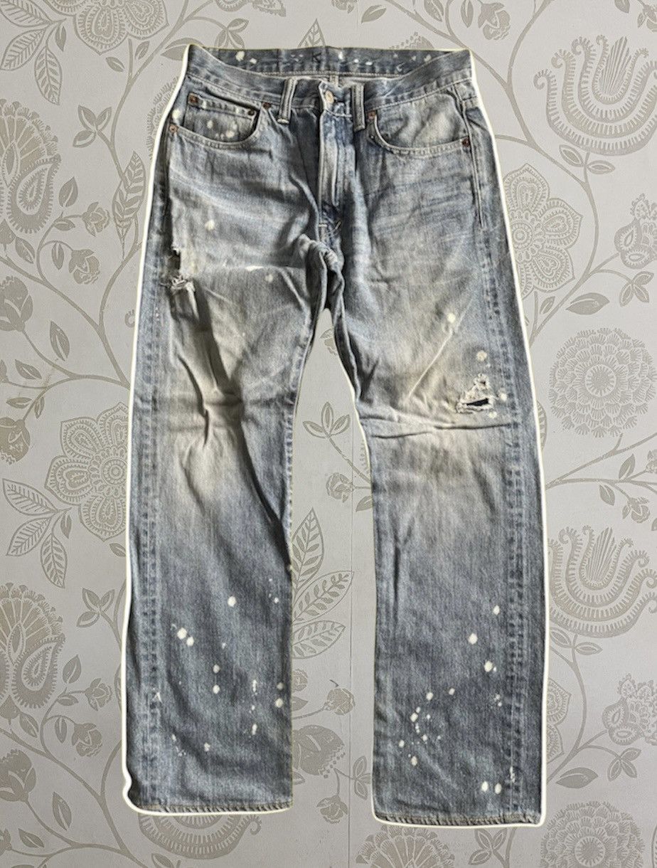 Blue Blue Japan × Vintage DISTRESSED MUD WASH BLUE BLUE DENIM JEANS PAINT SPLATTERED Size US 31 - 13 Thumbnail