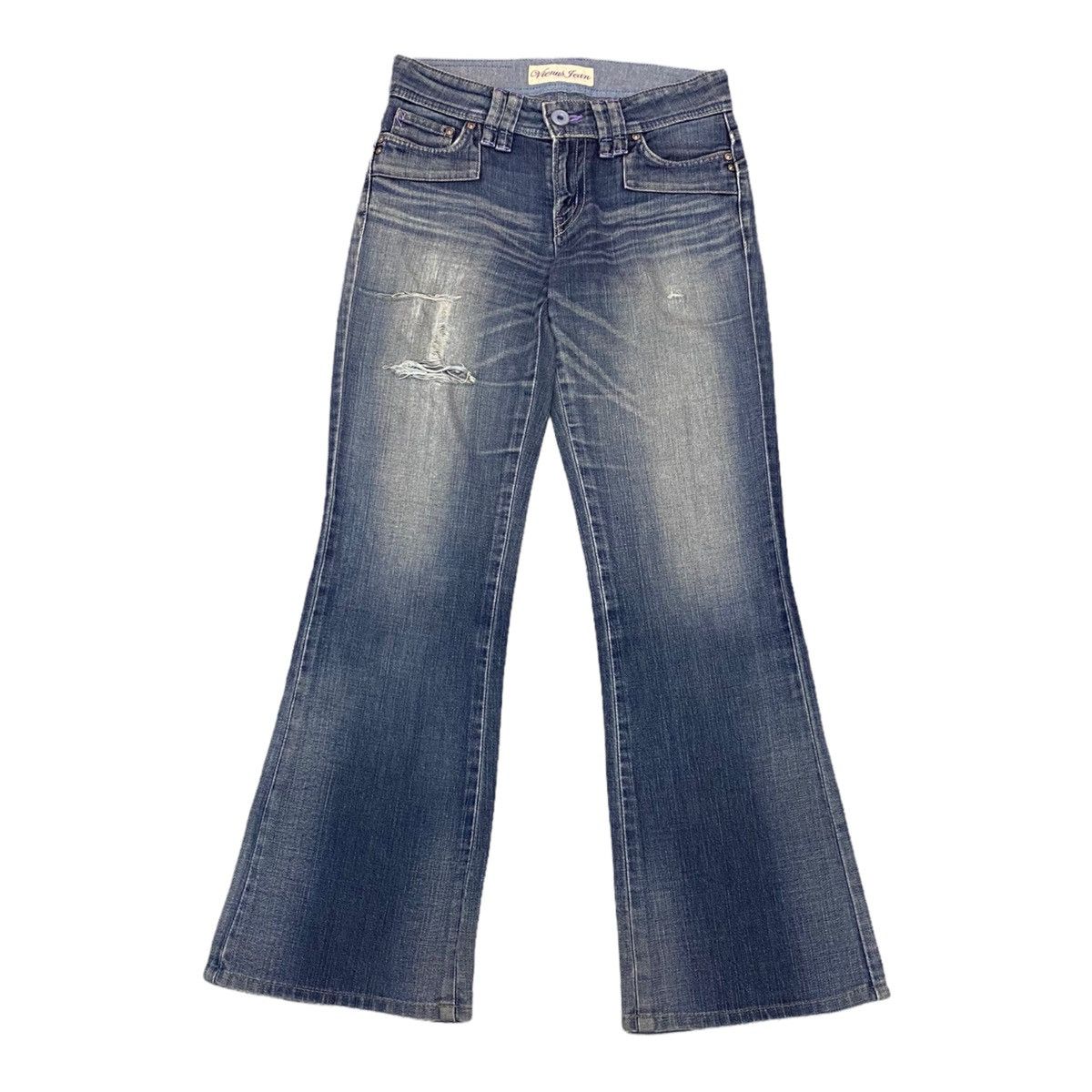 HYSTERIC GLAMOUR STYLE VIENUS FLARE DENIM JEANS DISTRESSED