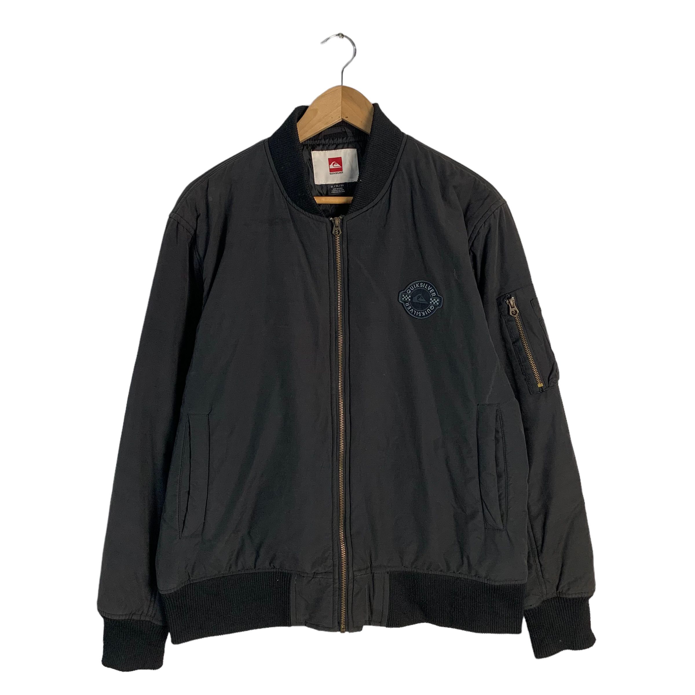 image of Quiksilver Small Logo Bomber Jacket in Grey, Men's (Size Large)