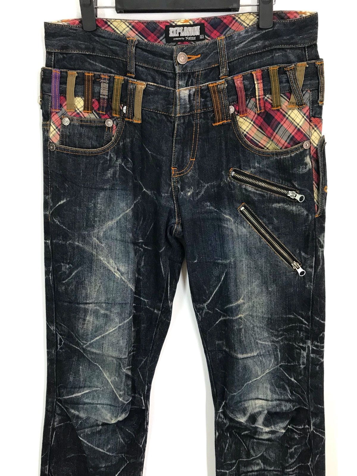 Hysteric Glamour Japanese Double Waist Clawmark Faded Distress Denim Jeans Size US 31 - 2 Thumbnail