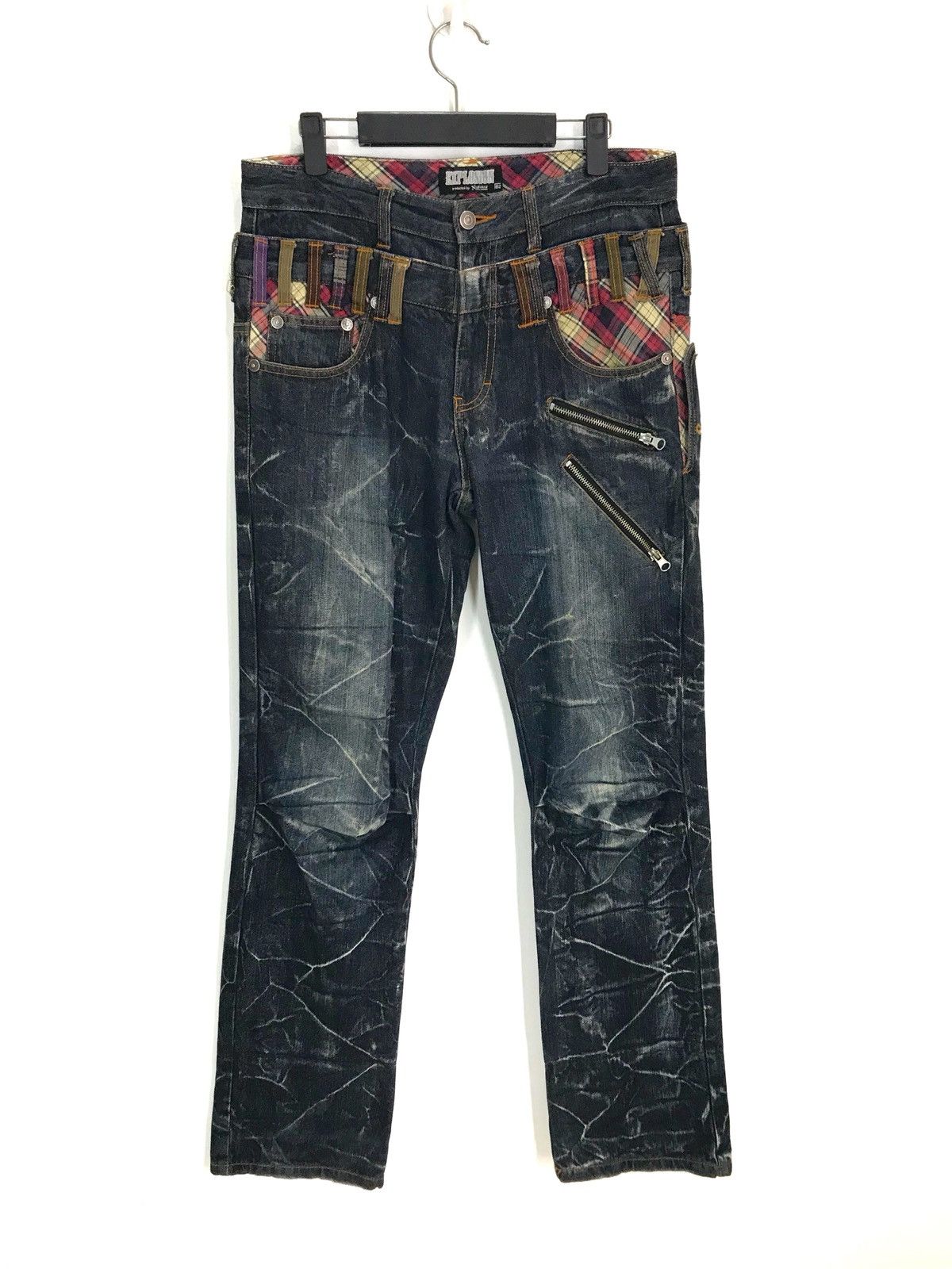 Hysteric Glamour Japanese Double Waist Clawmark Faded Distress Denim Jeans Size US 31 - 1 Thumbnail