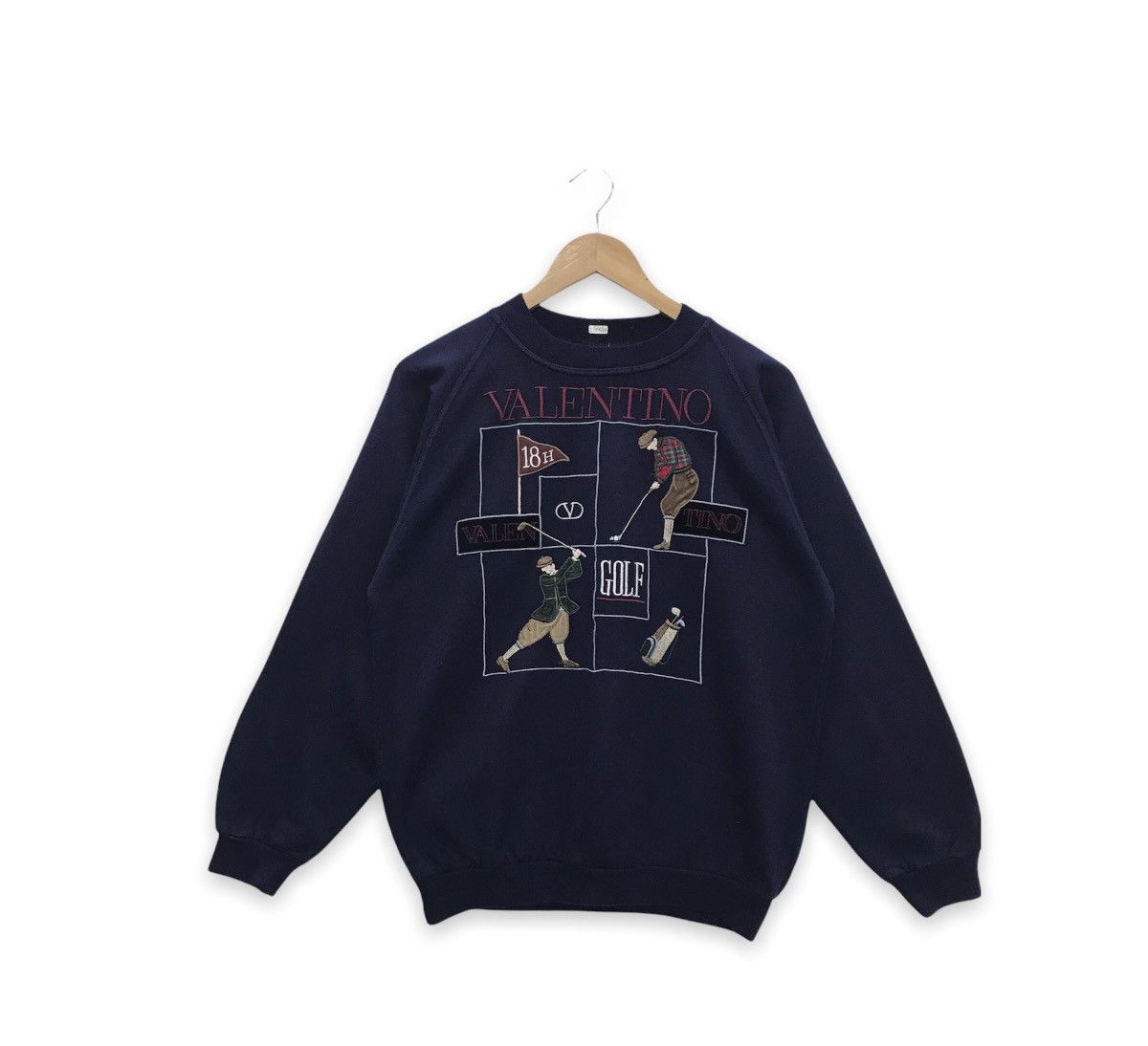 image of Vintage Valentino Golf Embroidered Sweatshirt in Navy, Men's (Size Medium)