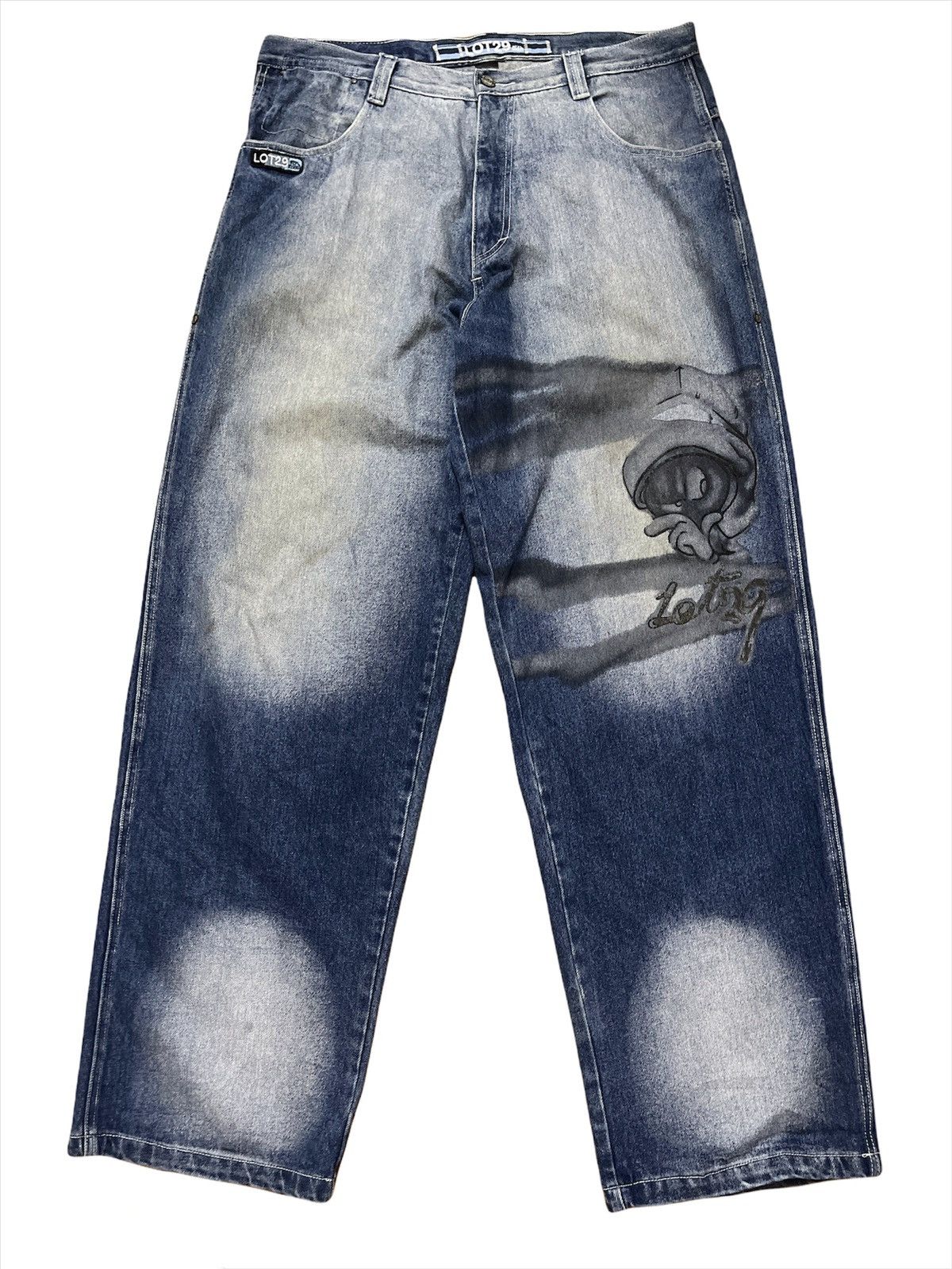 Art Comes First × Vintage Vintage Lot 29 Marvin The Martian Printed Baggy Jeans Size US 37 - 1 Thumbnail