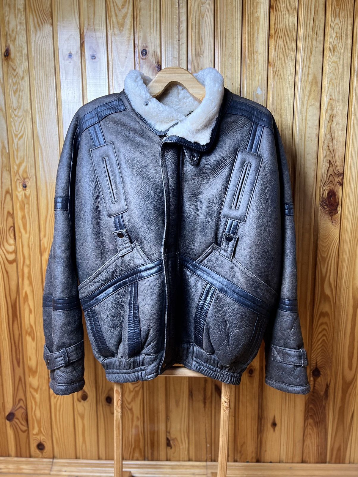 image of Avirex Varsity Jacket x Made In USA Vintage Aviator Eagle Force Leather Jacket Usa in Brown (Size M