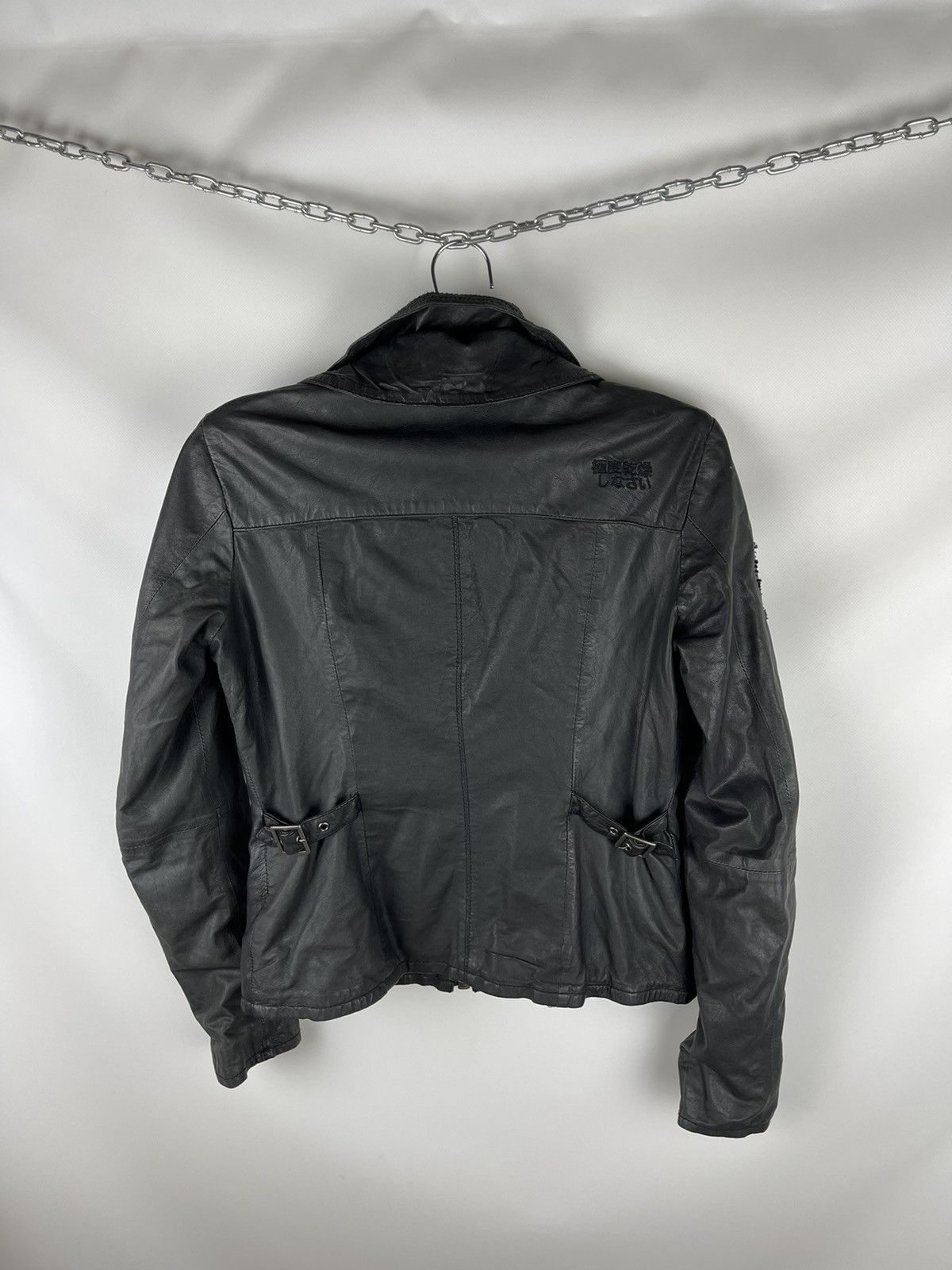 Genuine Leather Superdry Ramona distressed leather jacket logo pockets Size S / US 4 / IT 40 - 9 Thumbnail