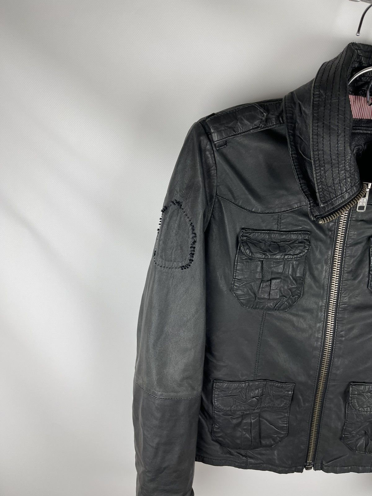 Genuine Leather Superdry Ramona distressed leather jacket logo pockets Size S / US 4 / IT 40 - 6 Thumbnail