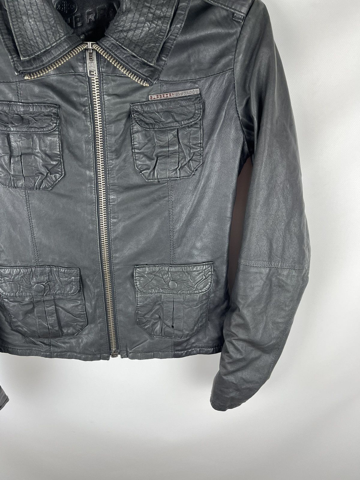Genuine Leather Superdry Ramona distressed leather jacket logo pockets Size S / US 4 / IT 40 - 5 Thumbnail