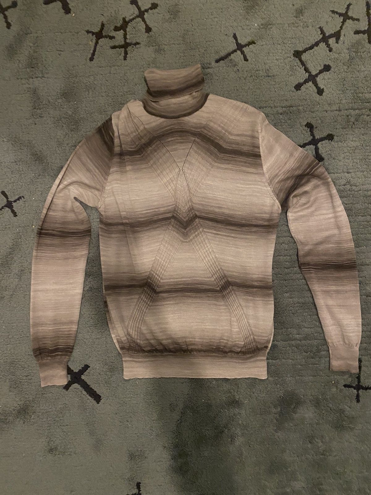 image of Jean Paul Gaultier Gaultier 2 “X” Mixed Knit Turtle Neck in Tan, Men's (Size Medium)