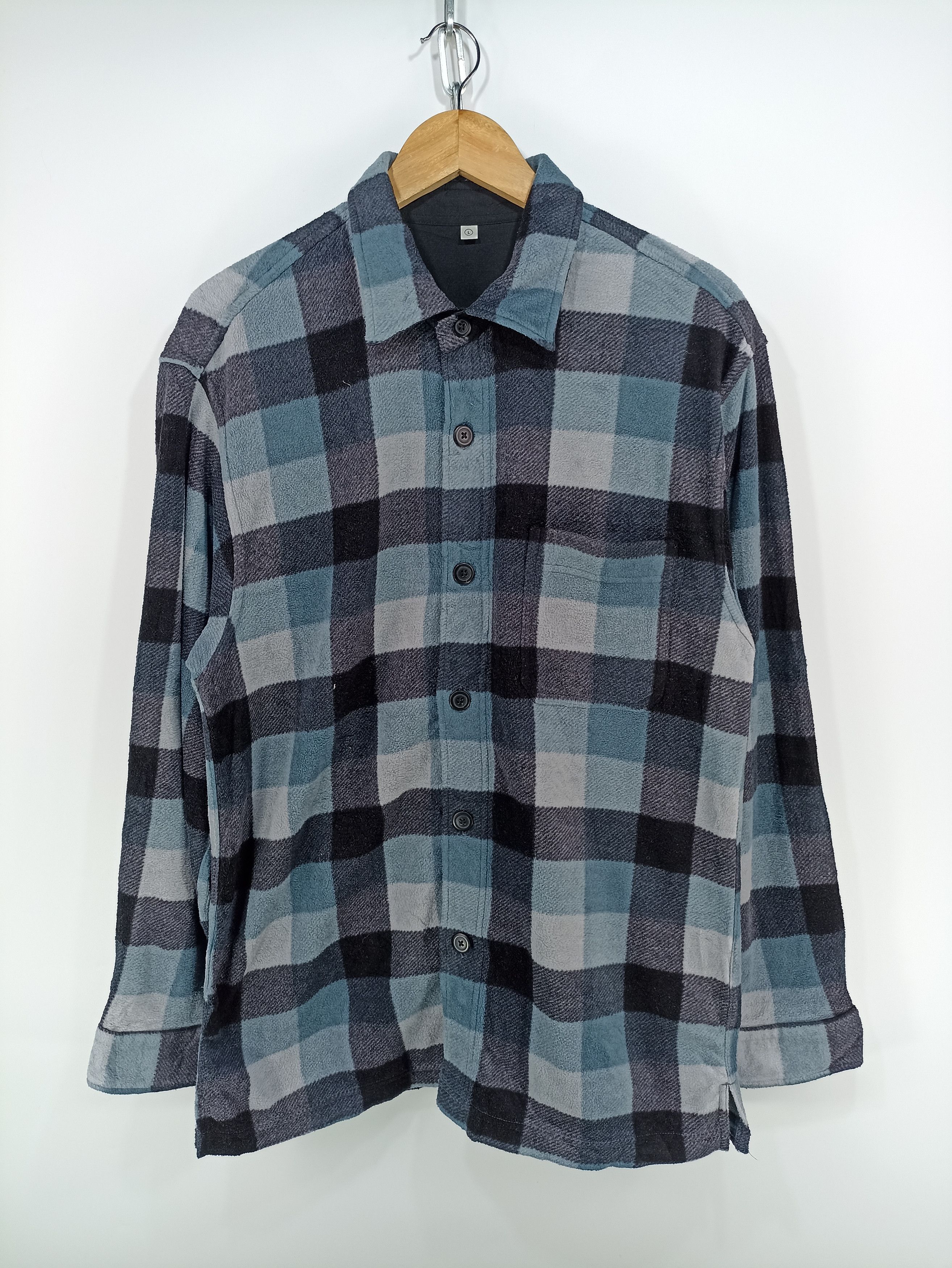 Flannel × Uniqlo × Vintage Vintage Uniqlo Plaid Fleece Shirt Button Up Size US L / EU 52-54 / 3 - 1 Thumbnail
