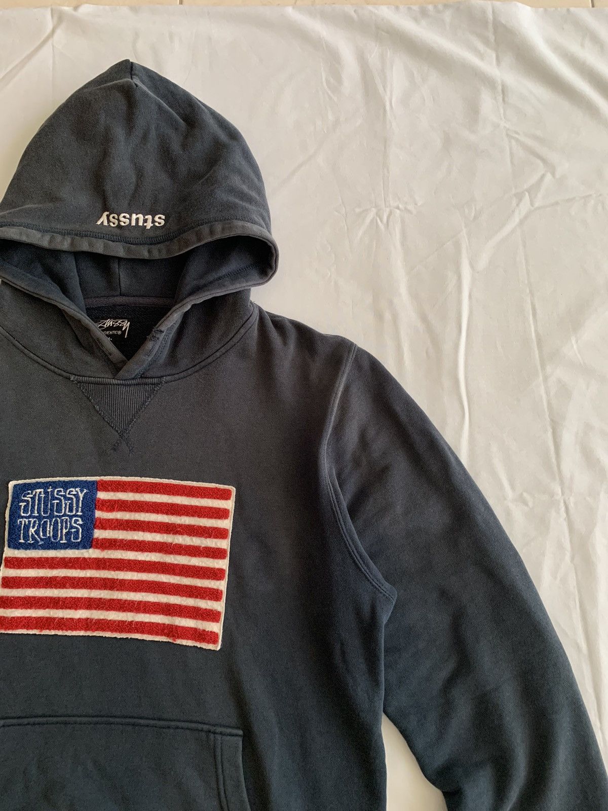 Stussy Sick🔥Sunfaded Stussy Troops Embroidered American Flag Hoodie Size US M / EU 48-50 / 2 - 4 Thumbnail