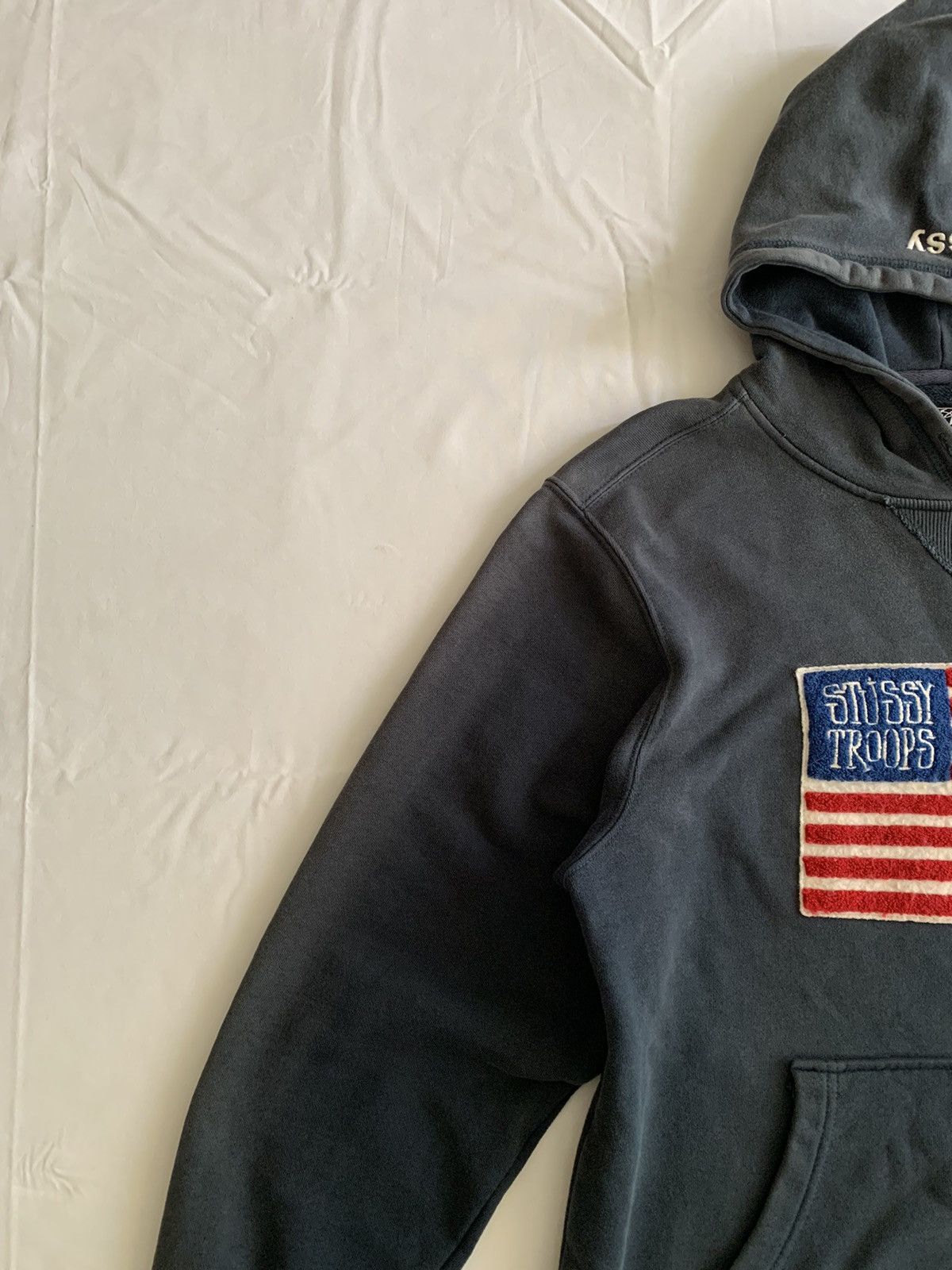 Stussy Sick🔥Sunfaded Stussy Troops Embroidered American Flag Hoodie Size US M / EU 48-50 / 2 - 5 Thumbnail
