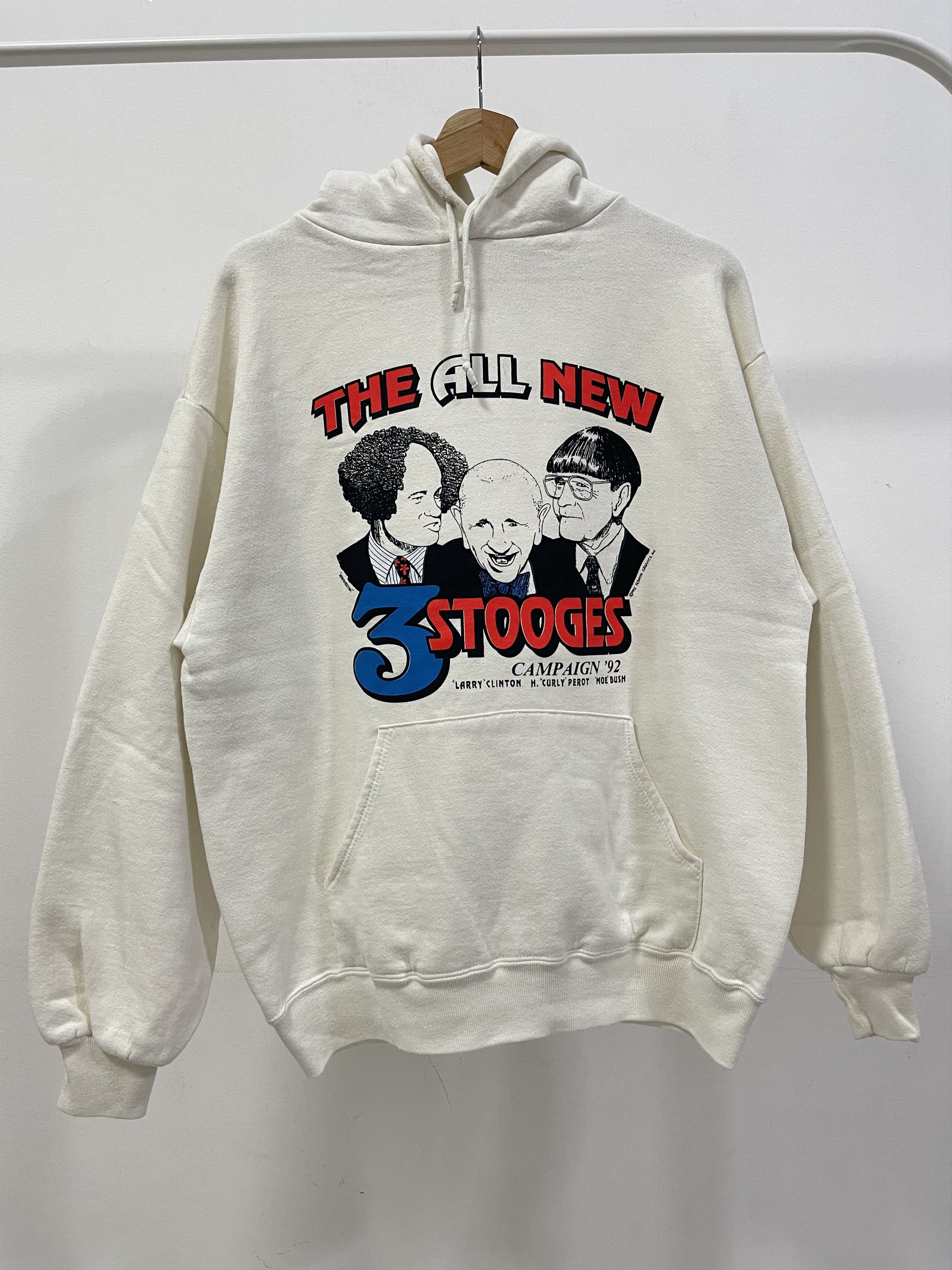 image of Jerzees x Movie 1992 Three Stooges Presidential Candidates Parody Hoodie in White (Size Medium)