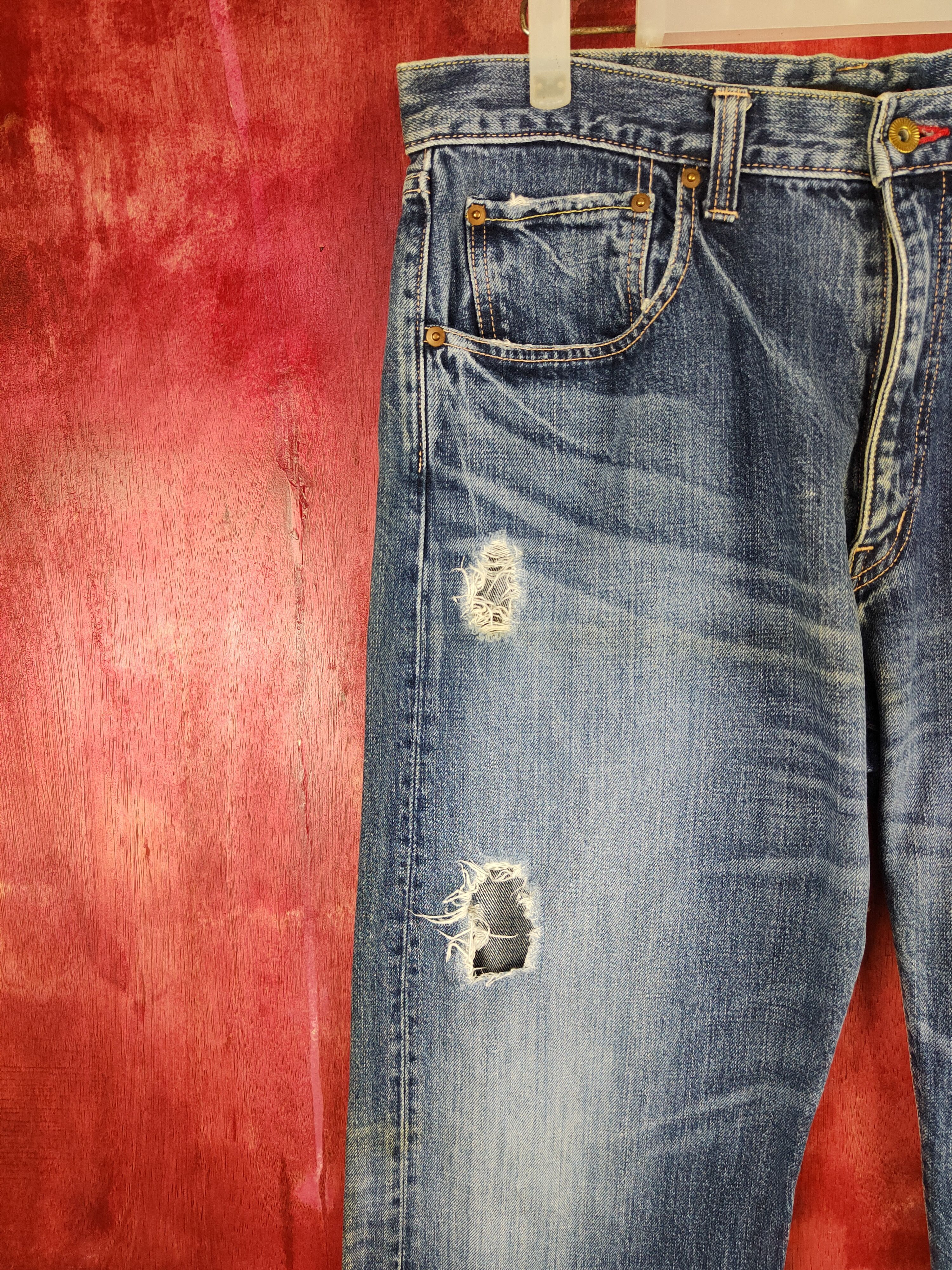 Japanese Brand DL Naminoritatsujin Japan Dragon Ripped Denim #S608 Size US 34 / EU 50 - 3 Thumbnail