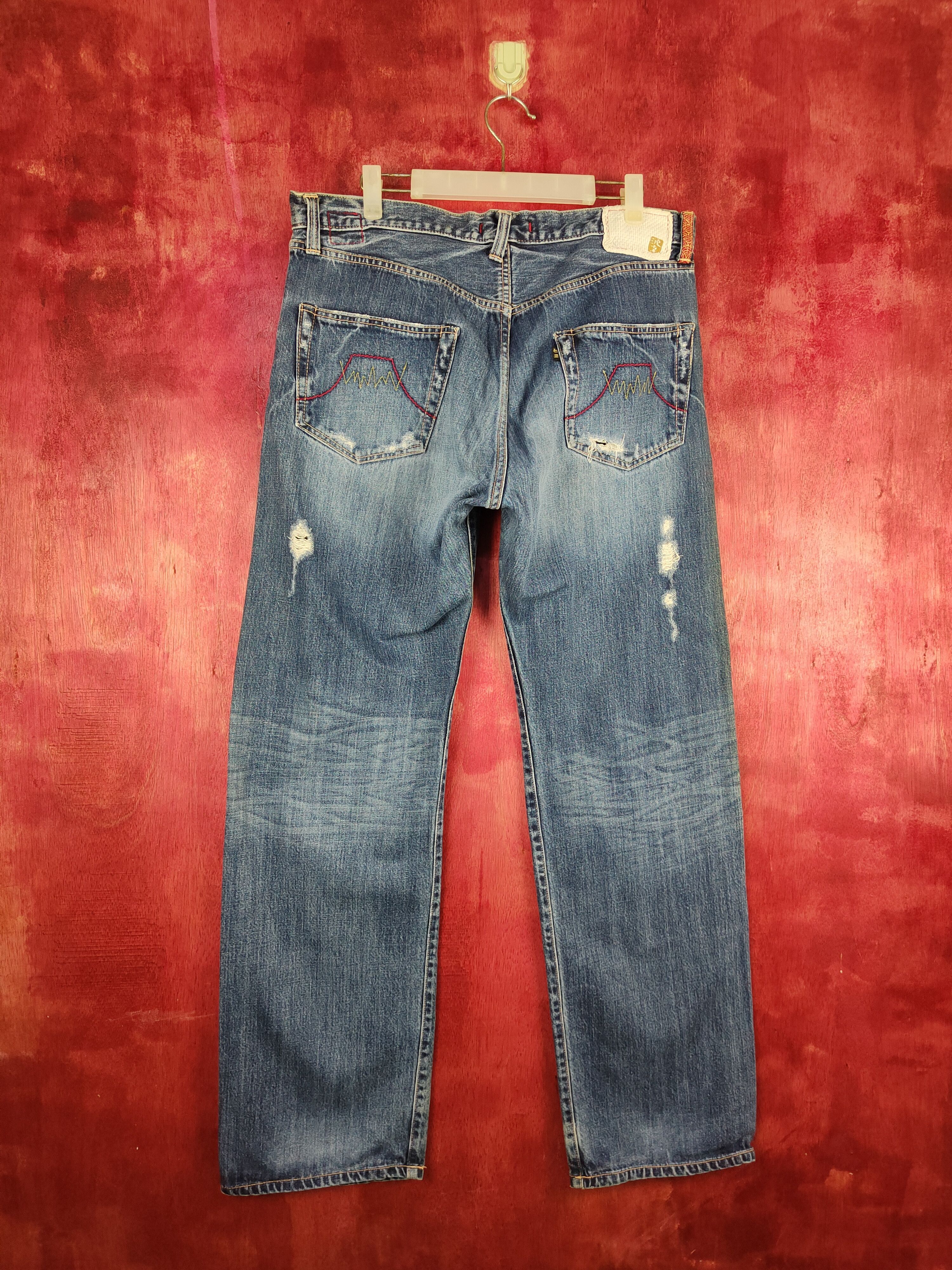 Japanese Brand DL Naminoritatsujin Japan Dragon Ripped Denim #S608 Size US 34 / EU 50 - 8 Thumbnail