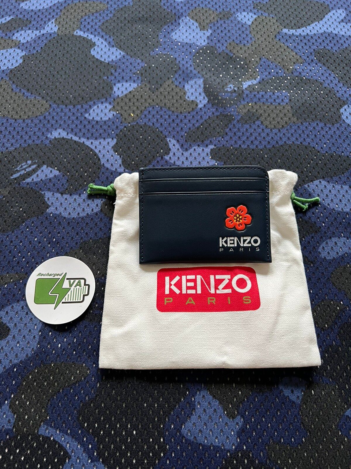 Pre-owned Kenzo 100% Authentic  Paris Nigo Flower Boke Navy Card Holder