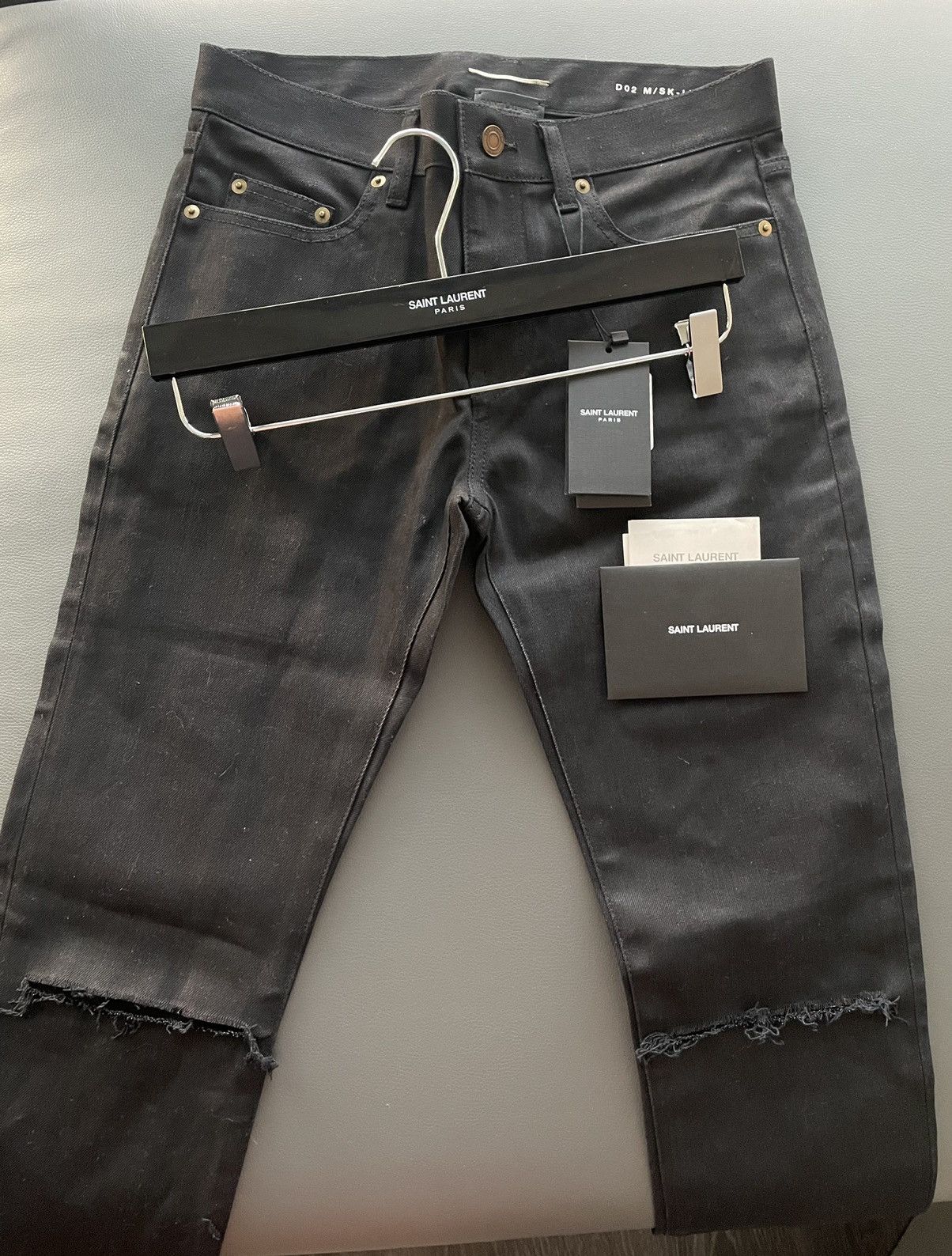 Hedi Slimane × Saint Laurent Paris × Yves Saint Laurent Super Runway Hedi D02 Trash Ripped Distressed Denim Jeans Size US 29 - 7 Thumbnail