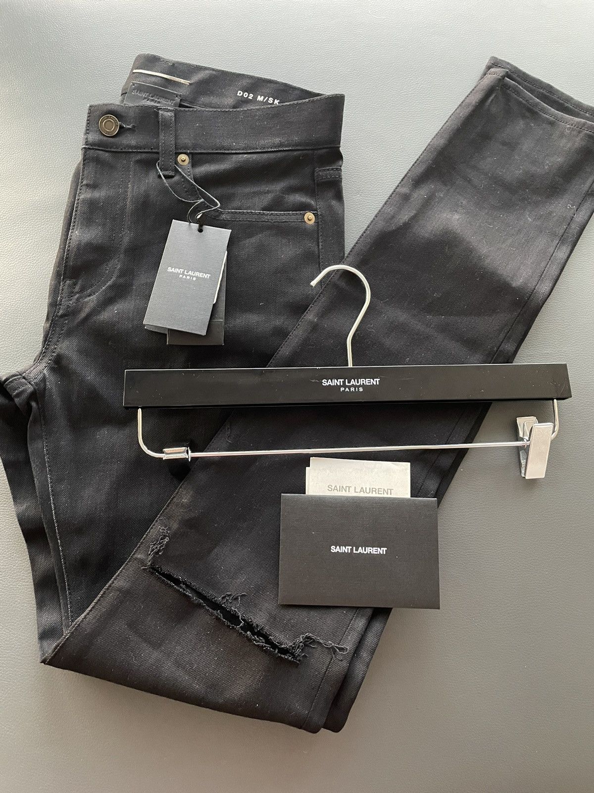 Hedi Slimane × Saint Laurent Paris × Yves Saint Laurent Super Runway Hedi D02 Trash Ripped Distressed Denim Jeans Size US 29 - 9 Thumbnail