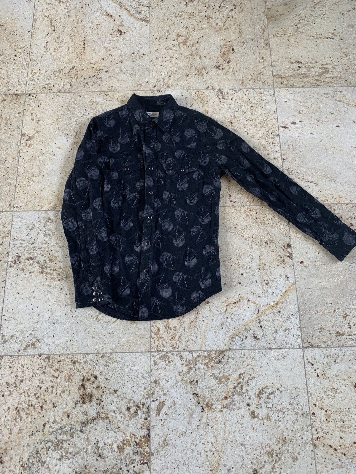 image of Saint Laurent Paris Classic Western Button Up In Black, Men's (Size Small)