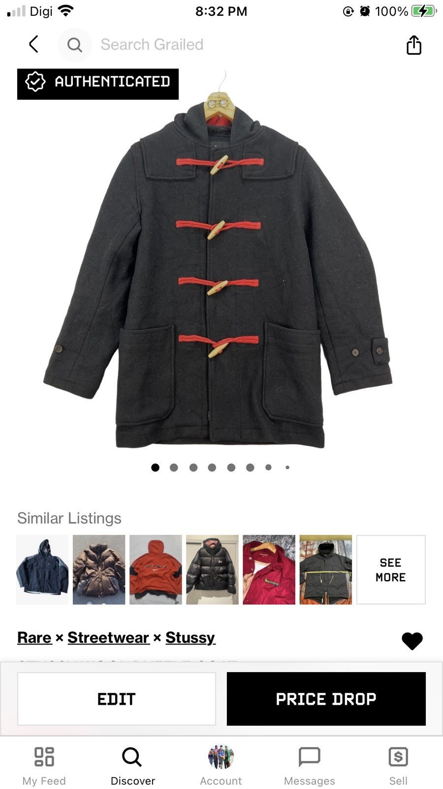Stussy STUSSY WOOL DUFFLE COAT #4136-144 Size US M / EU 48-50 / 2 - 10 Thumbnail