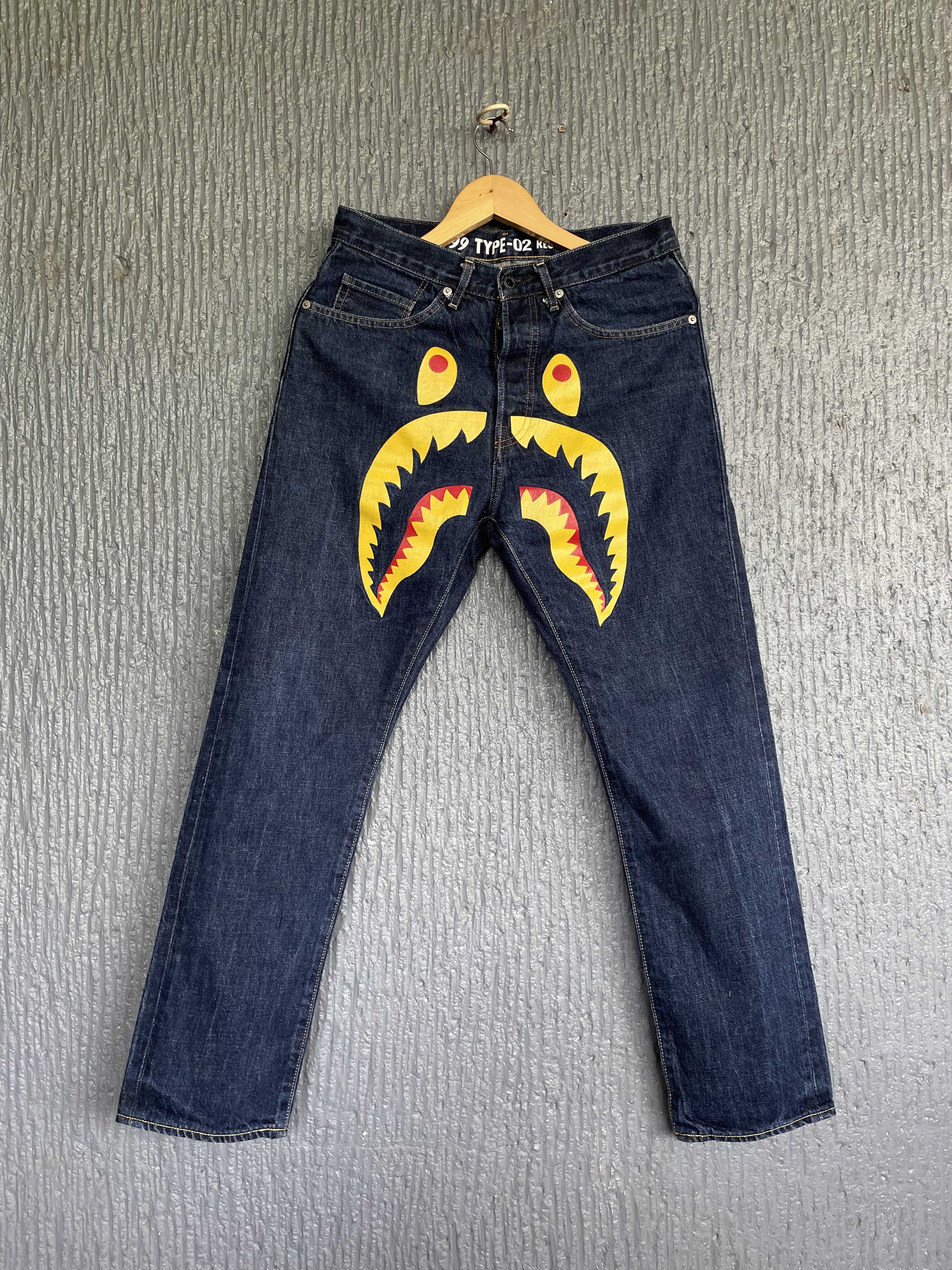 Image of Bape Shark Type-02 Denim "wgm" Pants, Men's (Size 31)