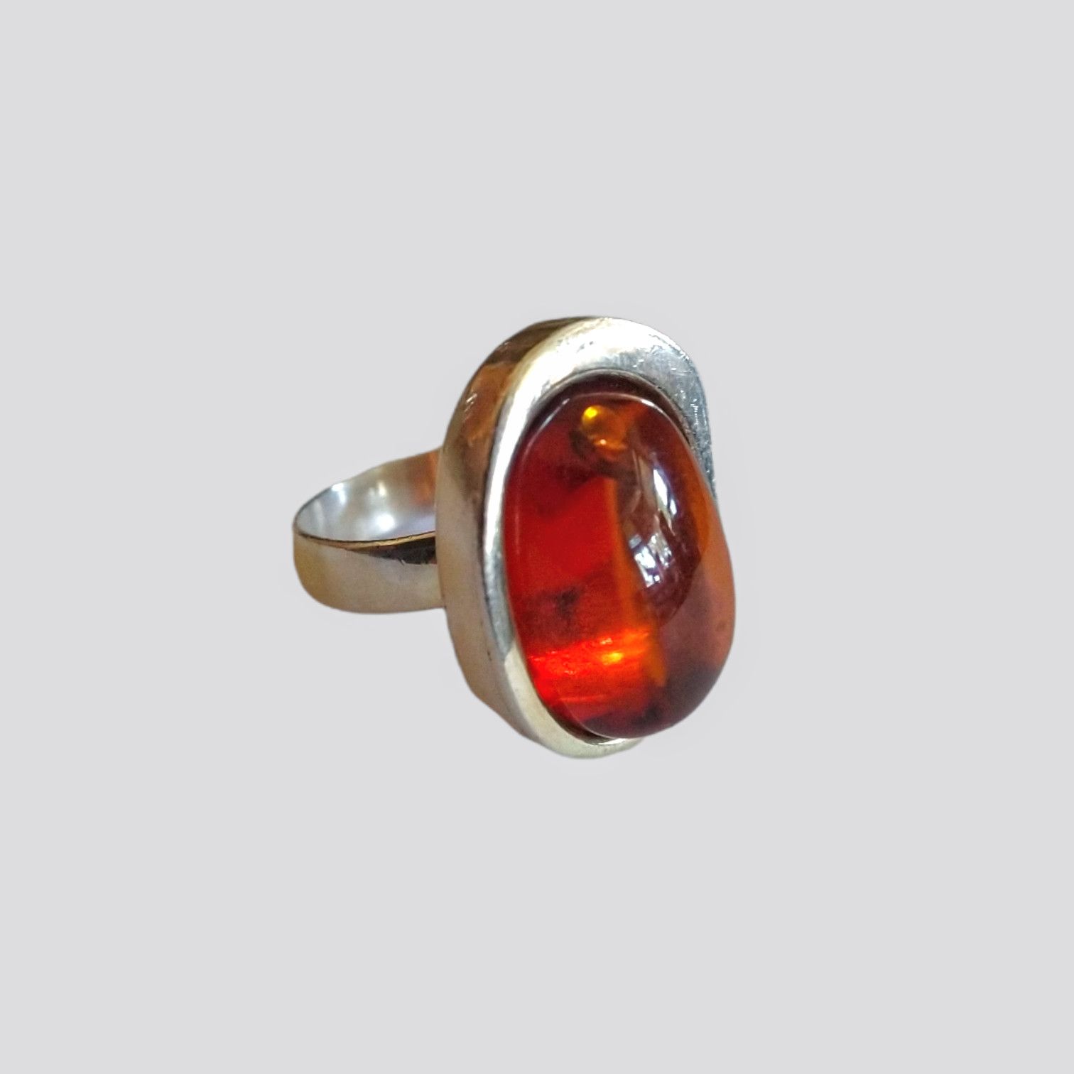 Other Vintage Sterling Silver Ring Size 8 Orange Amber Modern Size ONE SIZE - 1 Thumbnail