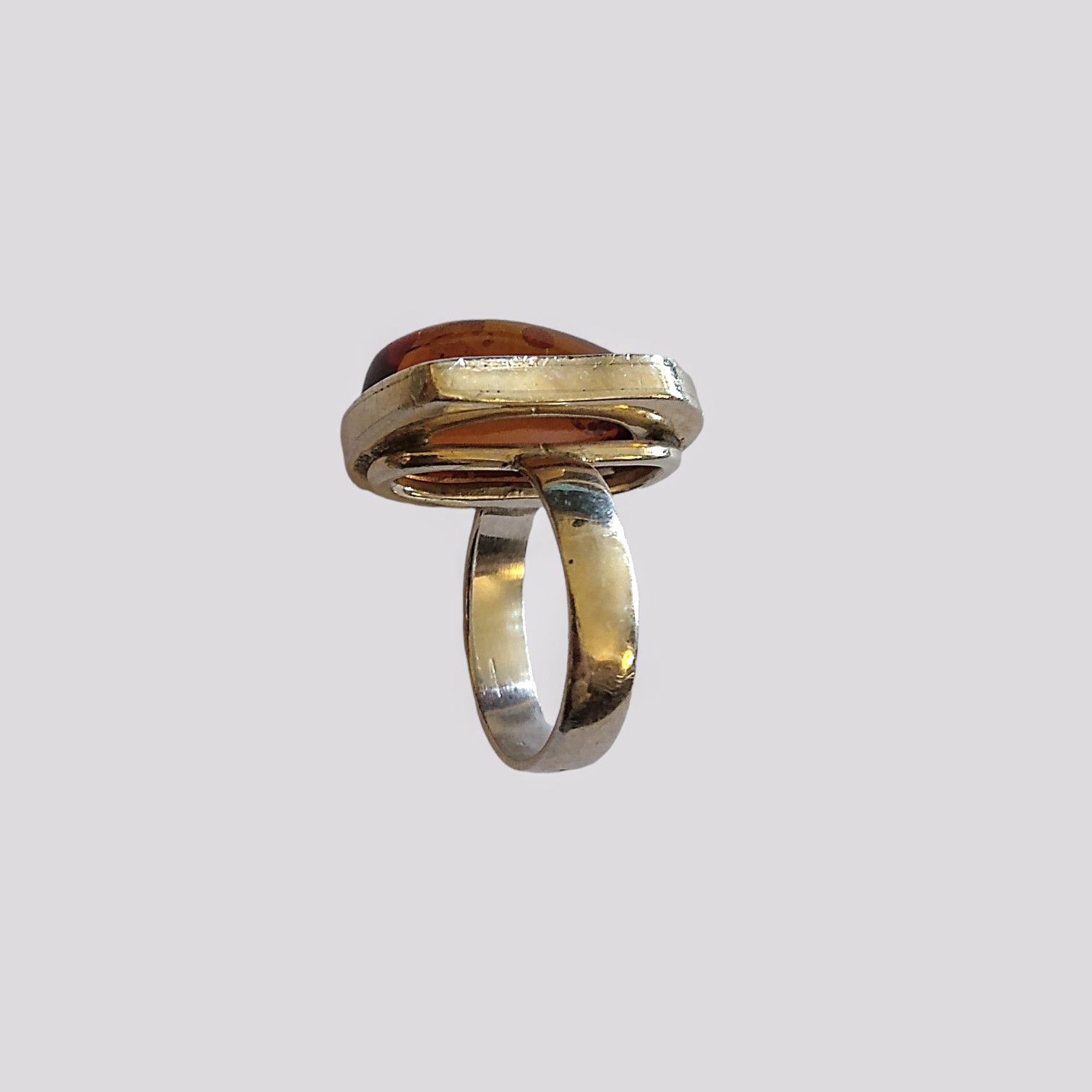 Other Vintage Sterling Silver Ring Size 8 Orange Amber Modern Size ONE SIZE - 6 Thumbnail