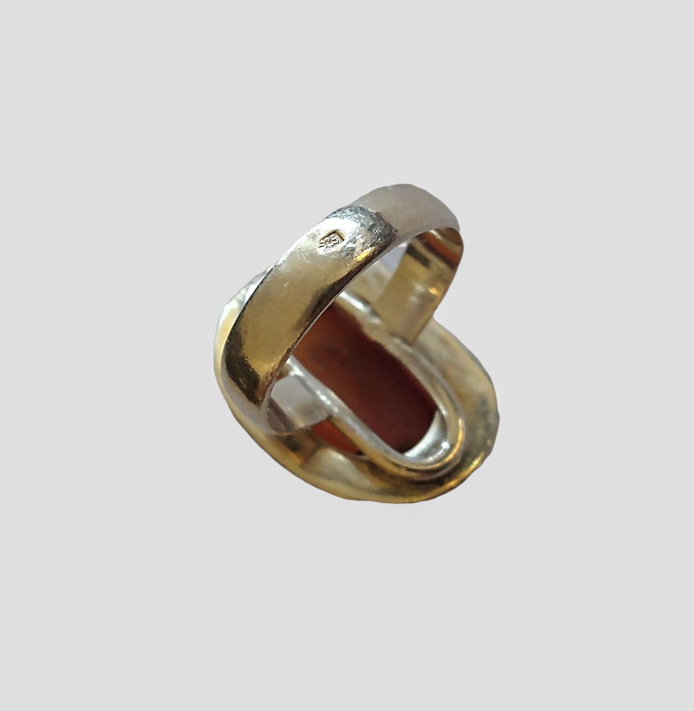 Other Vintage Sterling Silver Ring Size 8 Orange Amber Modern Size ONE SIZE - 8 Thumbnail