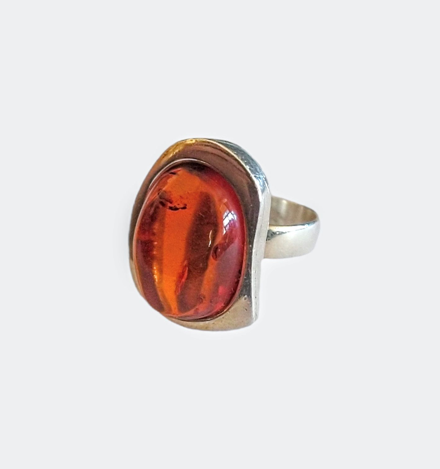 Other Vintage Sterling Silver Ring Size 8 Orange Amber Modern Size ONE SIZE - 4 Thumbnail