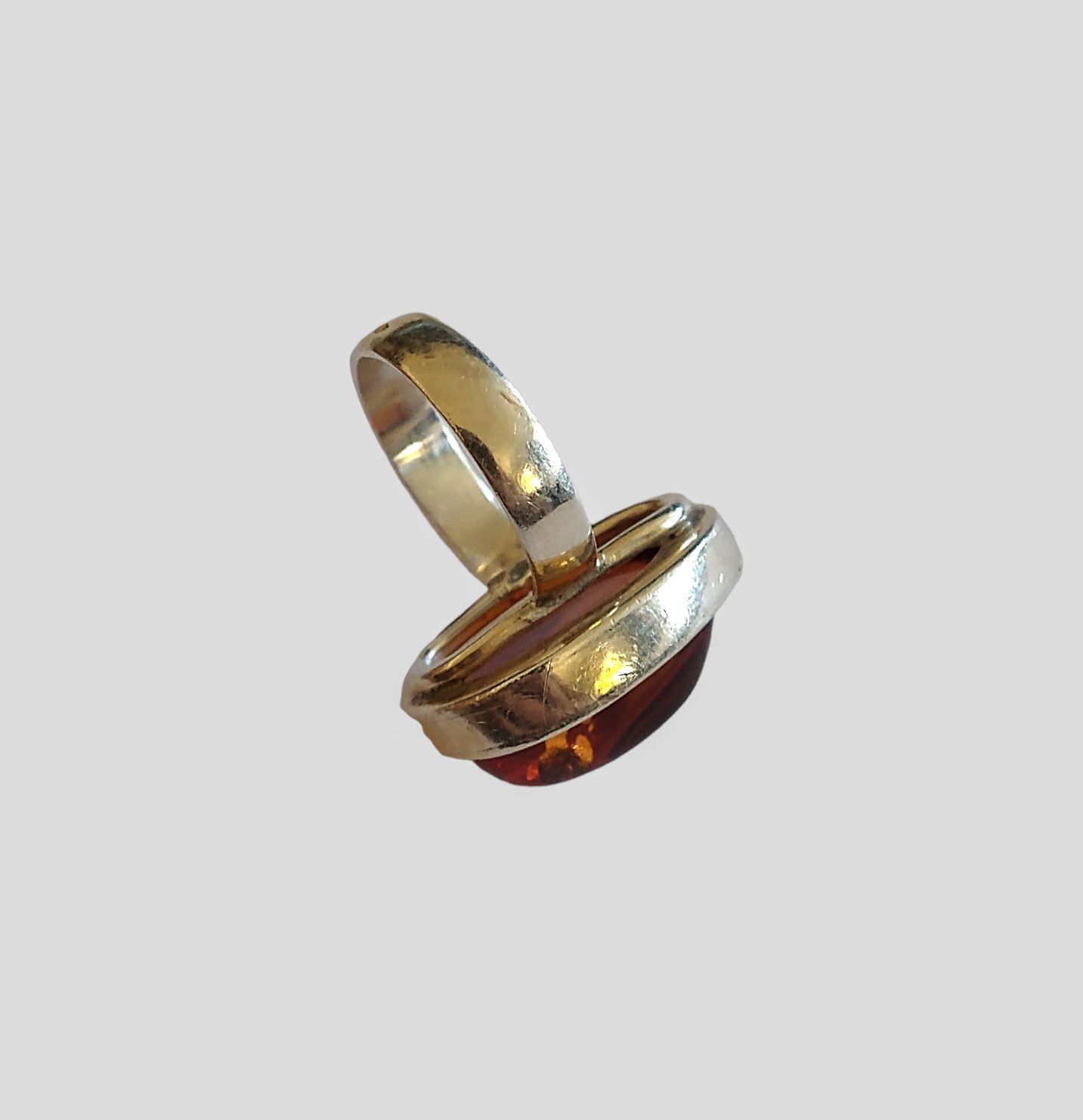 Other Vintage Sterling Silver Ring Size 8 Orange Amber Modern Size ONE SIZE - 7 Thumbnail