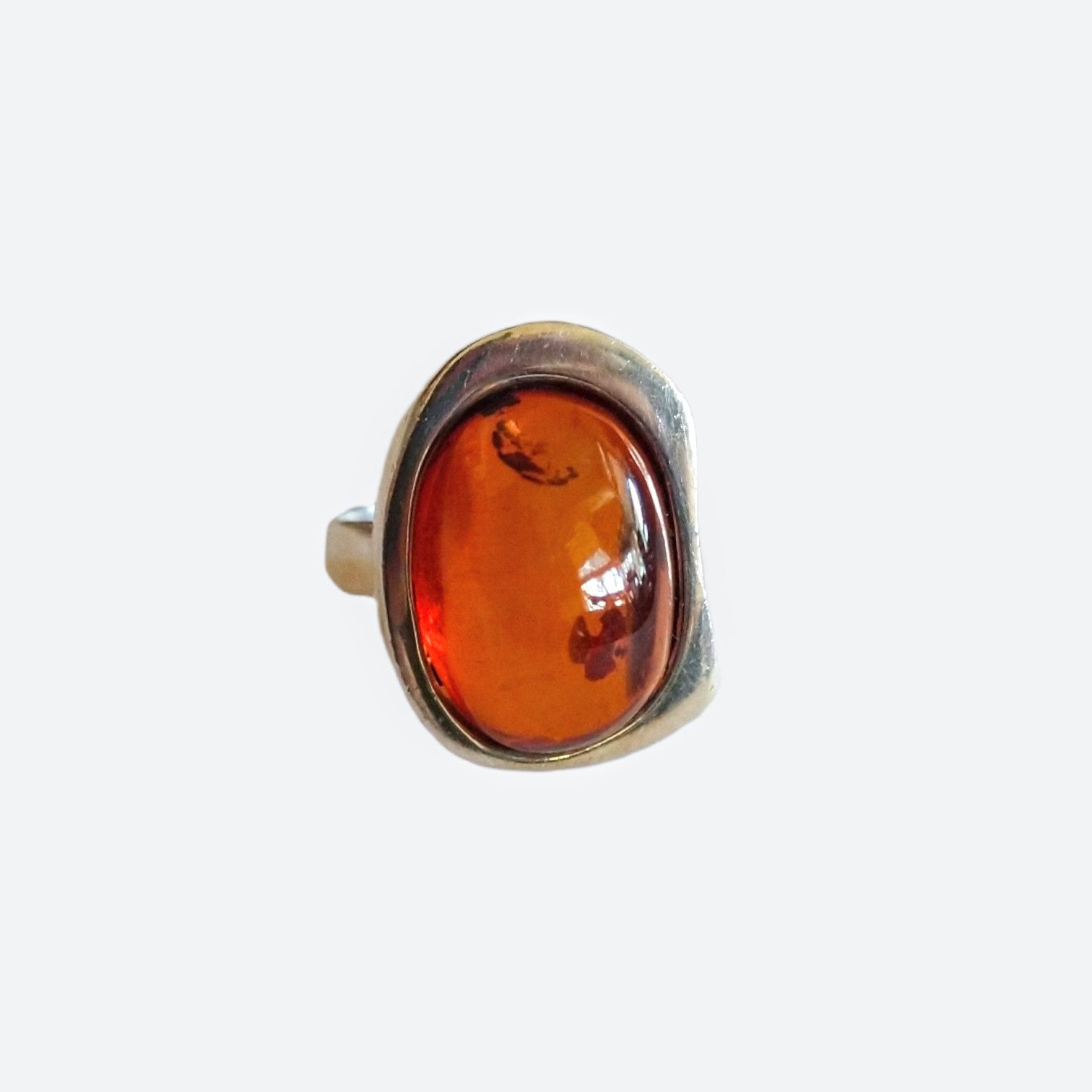 Other Vintage Sterling Silver Ring Size 8 Orange Amber Modern Size ONE SIZE - 2 Thumbnail