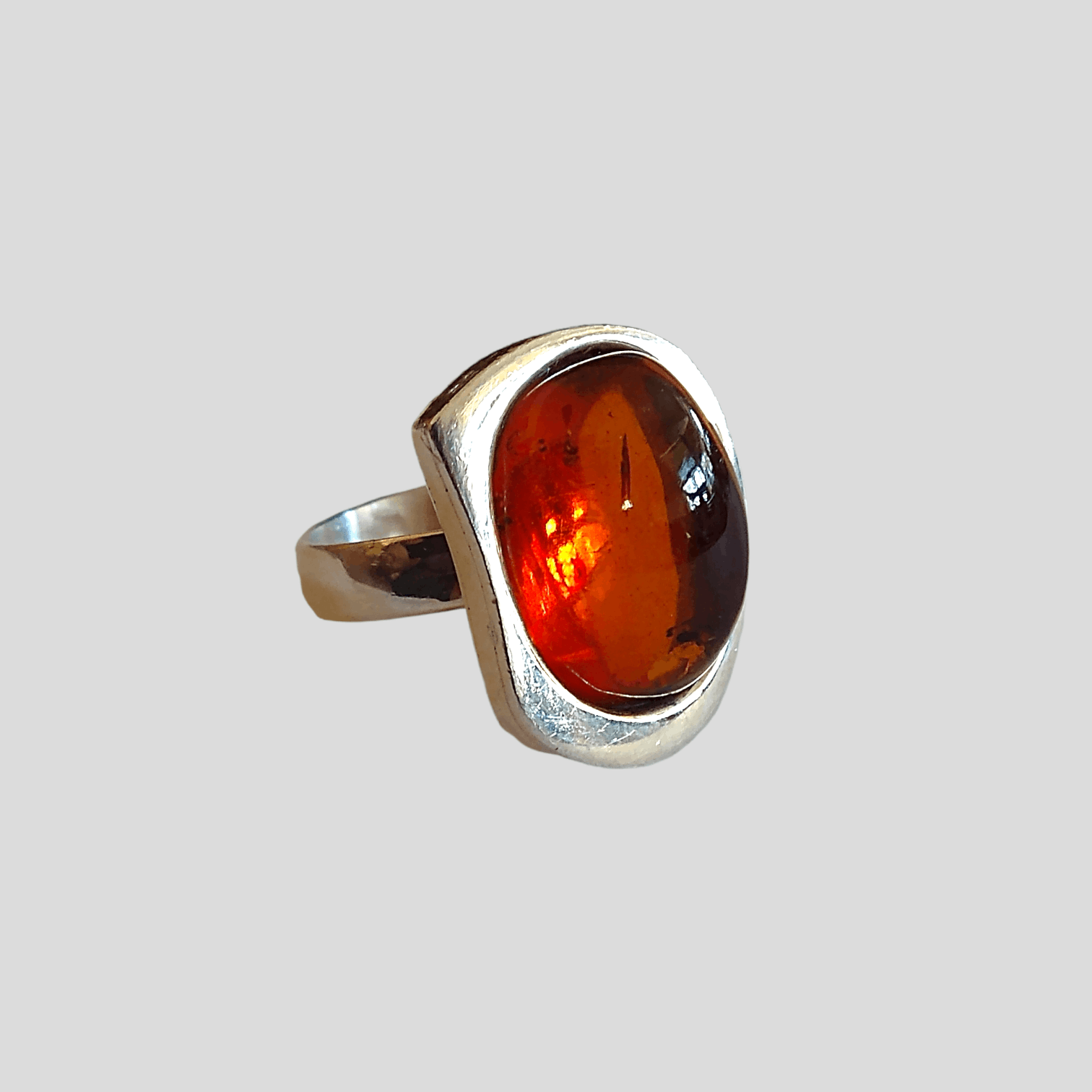 Other Vintage Sterling Silver Ring Size 8 Orange Amber Modern Size ONE SIZE - 3 Thumbnail
